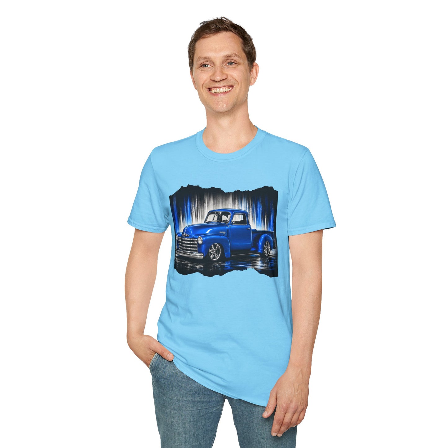 Vintage Truck Shirt, Blue Pickup Truck Tee, Classic Truck Graphic Shirt, Truck Enthusiast Gift, Retro Auto Unisex Tee