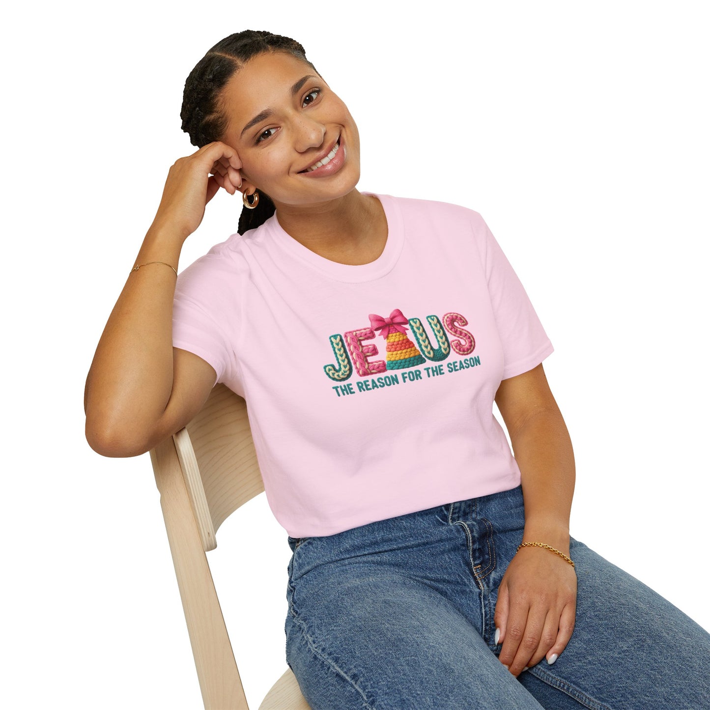 Jesus Christmas T-Shirt – The Reason for the Season Tee, Faith Christian Holiday Shirt with Bow Design