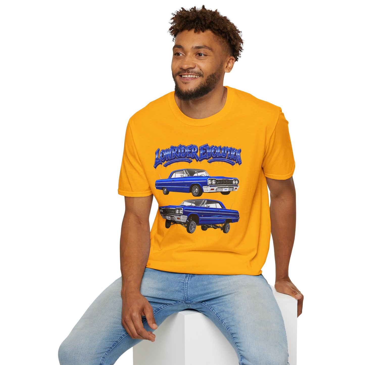 Classic Lowrider Shirt, Lowrider Evolution Tee, Blue Vintage Car Shirt, Car Enthusiast Gift, Retro Auto Graphic Tee