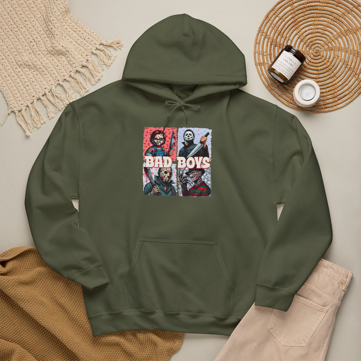 Horror Movie Villains Halloween Bad Boys Unisex Hoodie, Scary Movie Pullover, Horror Movie Sweatshirt, Halloween Costume Hoodie
