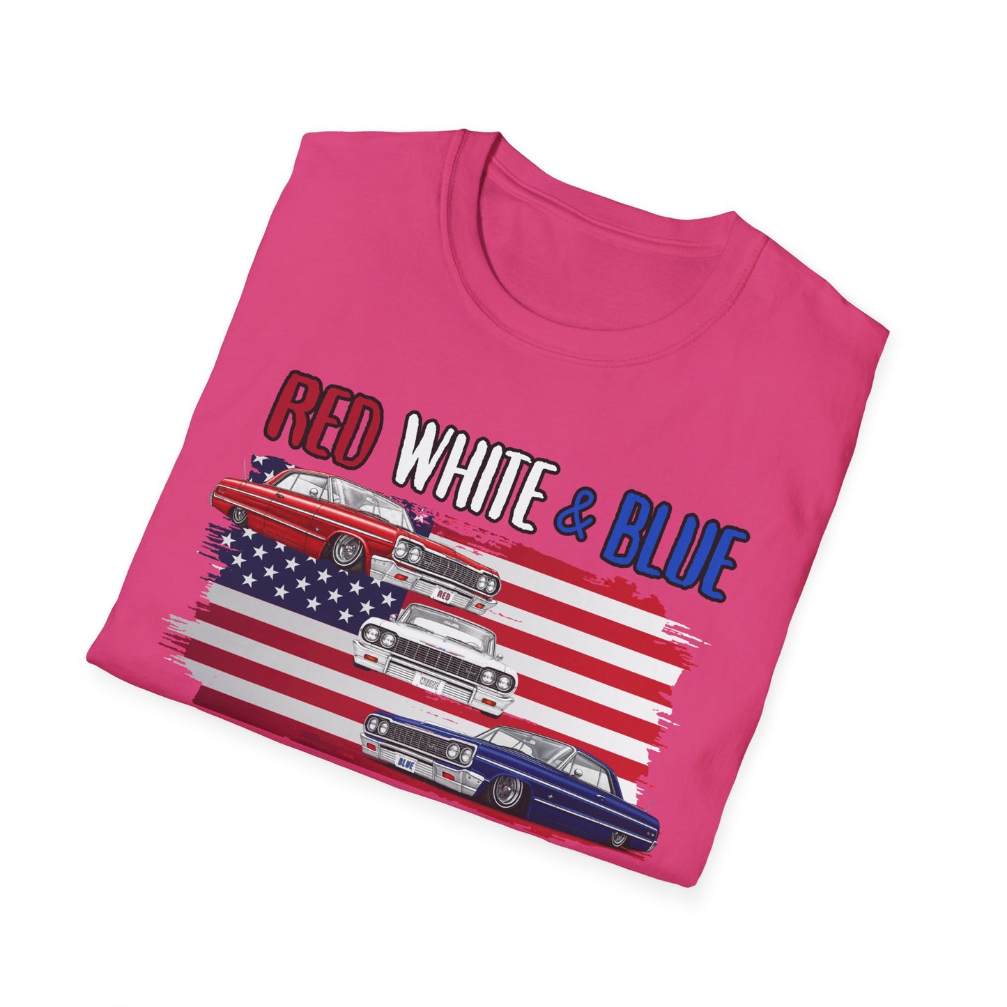 Patriotic Lowrider Shirt, Red White and Blue Car Tee, Classic Car Shirt, 4th of July Car Lover Gift, Unisex Auto Tee