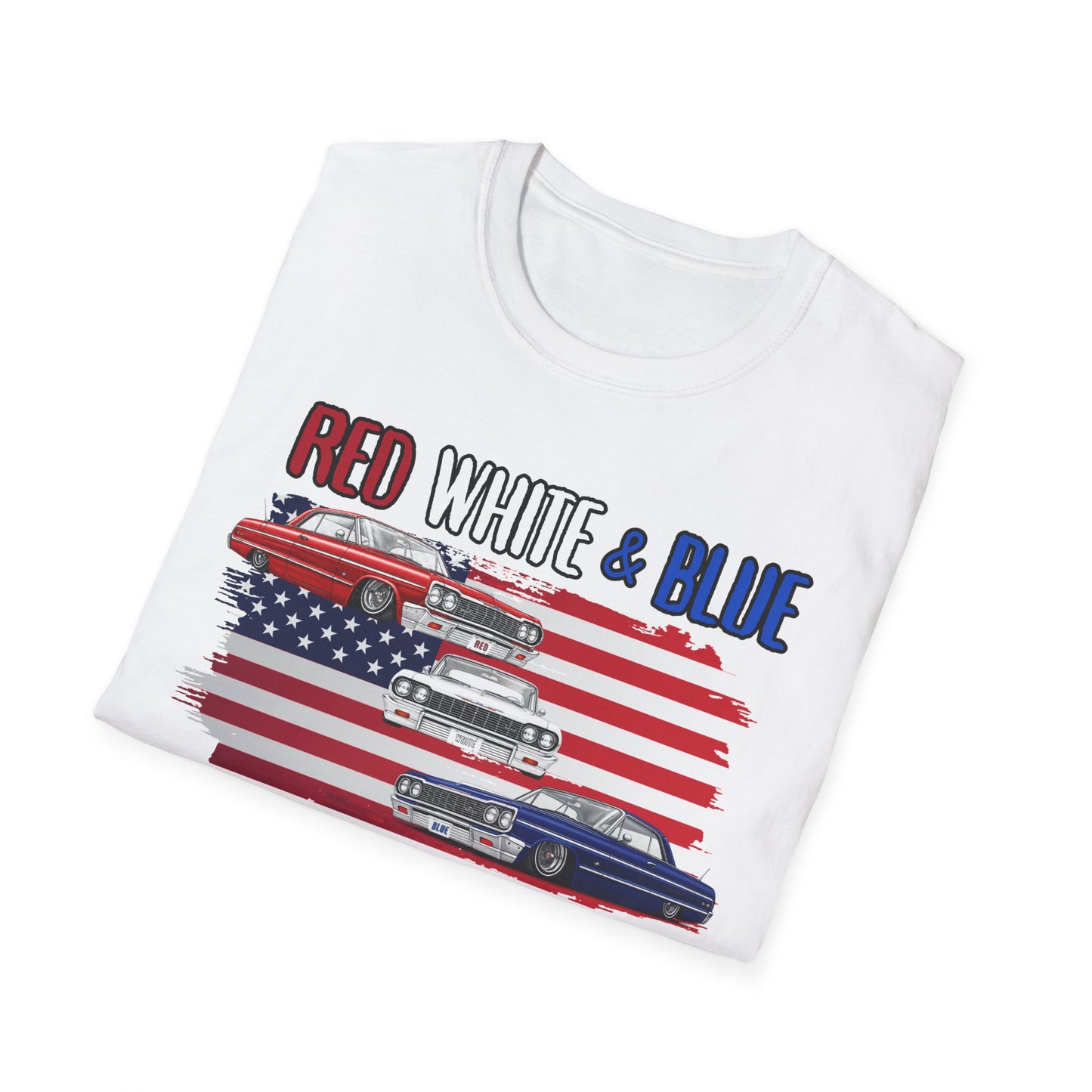 Patriotic Lowrider Shirt, Red White and Blue Car Tee, Classic Car Shirt, 4th of July Car Lover Gift, Unisex Auto Tee