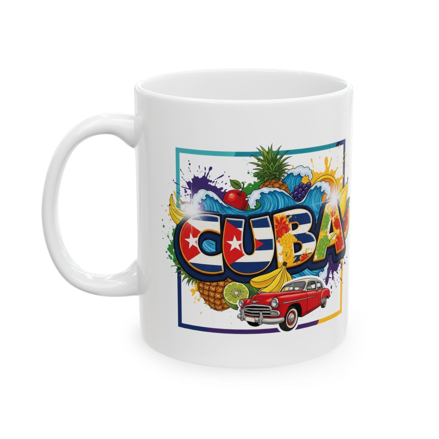 Colorful Cuban Flag Ceramic Mug, 11oz 15oz - Vibrant Cuba Souvenir Coffee Cup, Patriotic Tea Mug, Cuban American Gift, Kitchen Decor