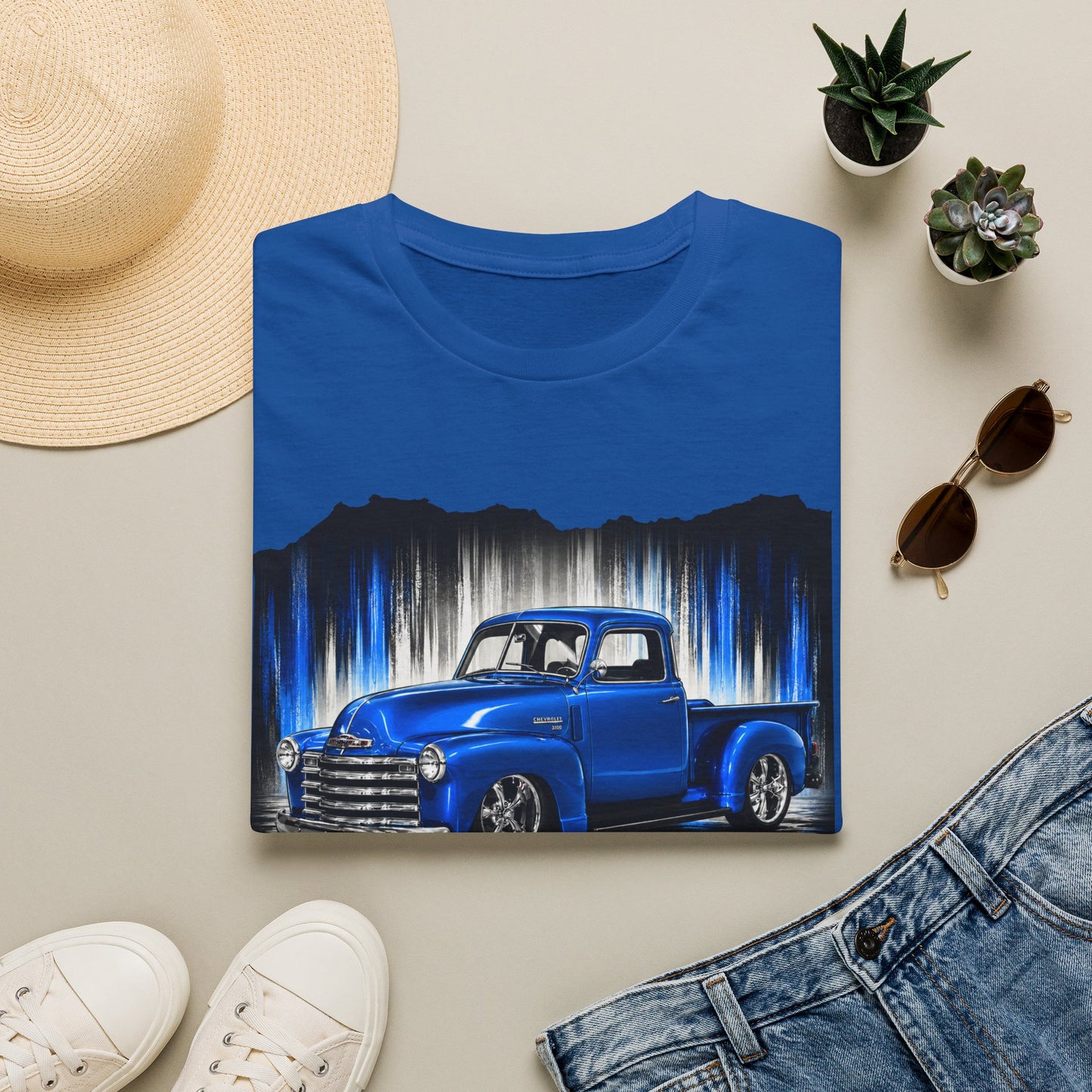 Vintage Truck Shirt, Blue Pickup Truck Tee, Classic Truck Graphic Shirt, Truck Enthusiast Gift, Retro Auto Unisex Tee