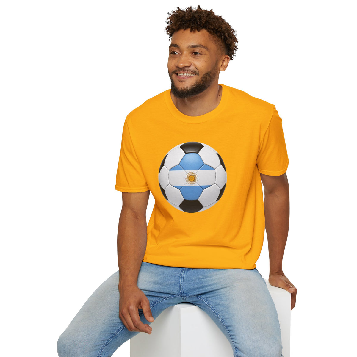 Argentina Soccer Ball Shirt, Argentina Futbol Tee, Light Blue White Soccer T-Shirt, Game Day Fan Shirt, Sports Gift