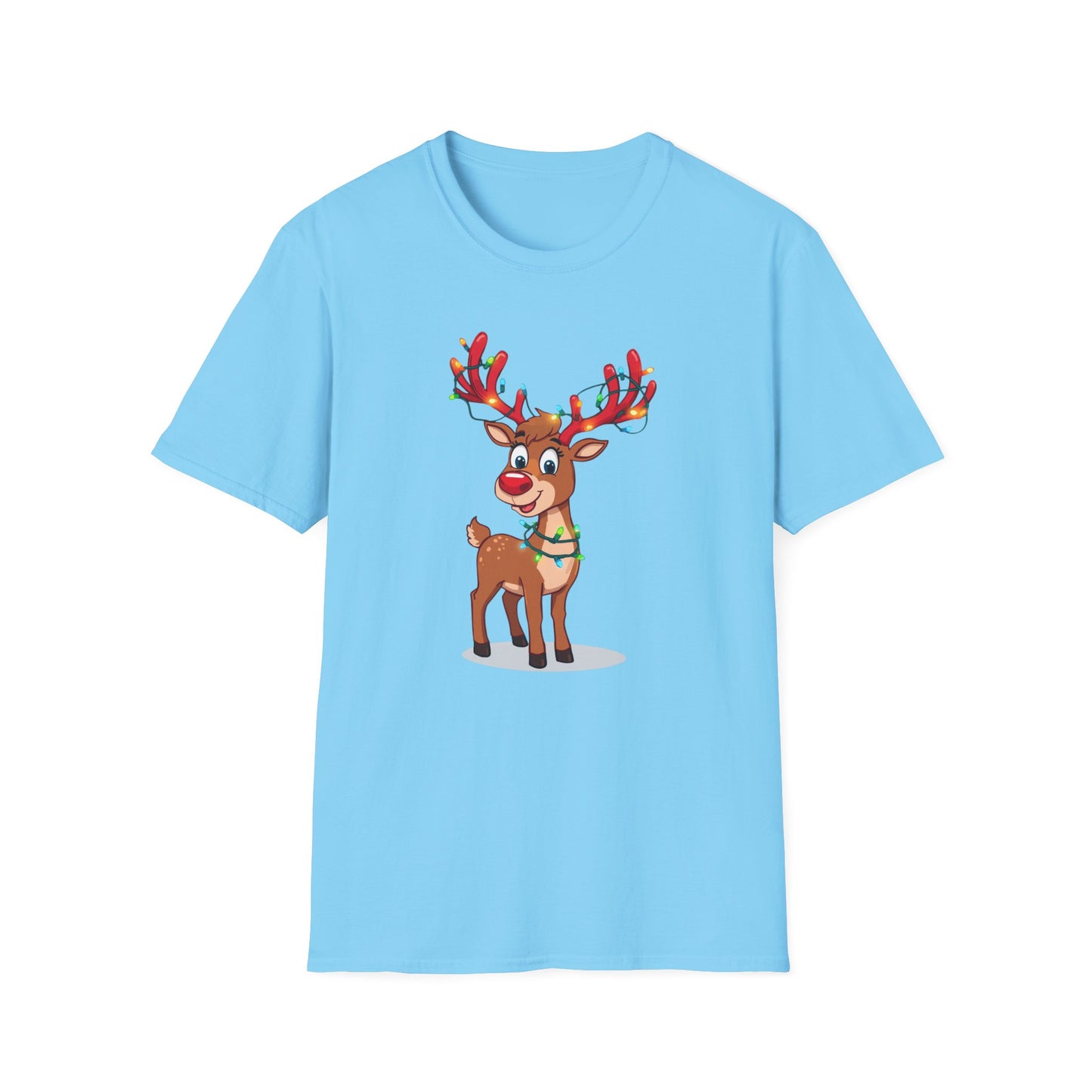 Smiling Reindeer with Christmas Lights Shirt, Family Christmas Shirts, Christmas T Shirt, Holiday Shirt, Cute Xmas Shirt for the family, Holiday Gift