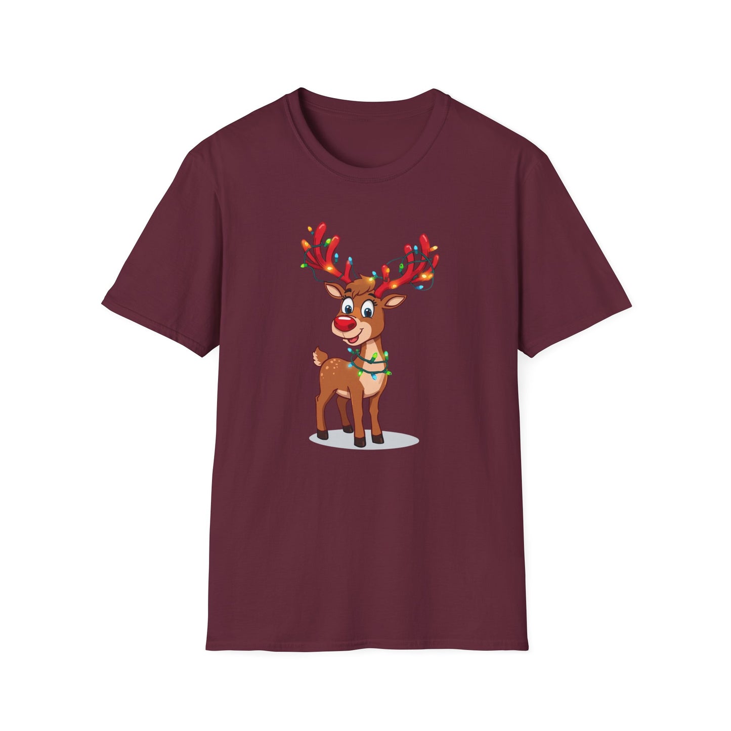 Smiling Reindeer with Christmas Lights Shirt, Family Christmas Shirts, Christmas T Shirt, Holiday Shirt, Cute Xmas Shirt for the family, Holiday Gift