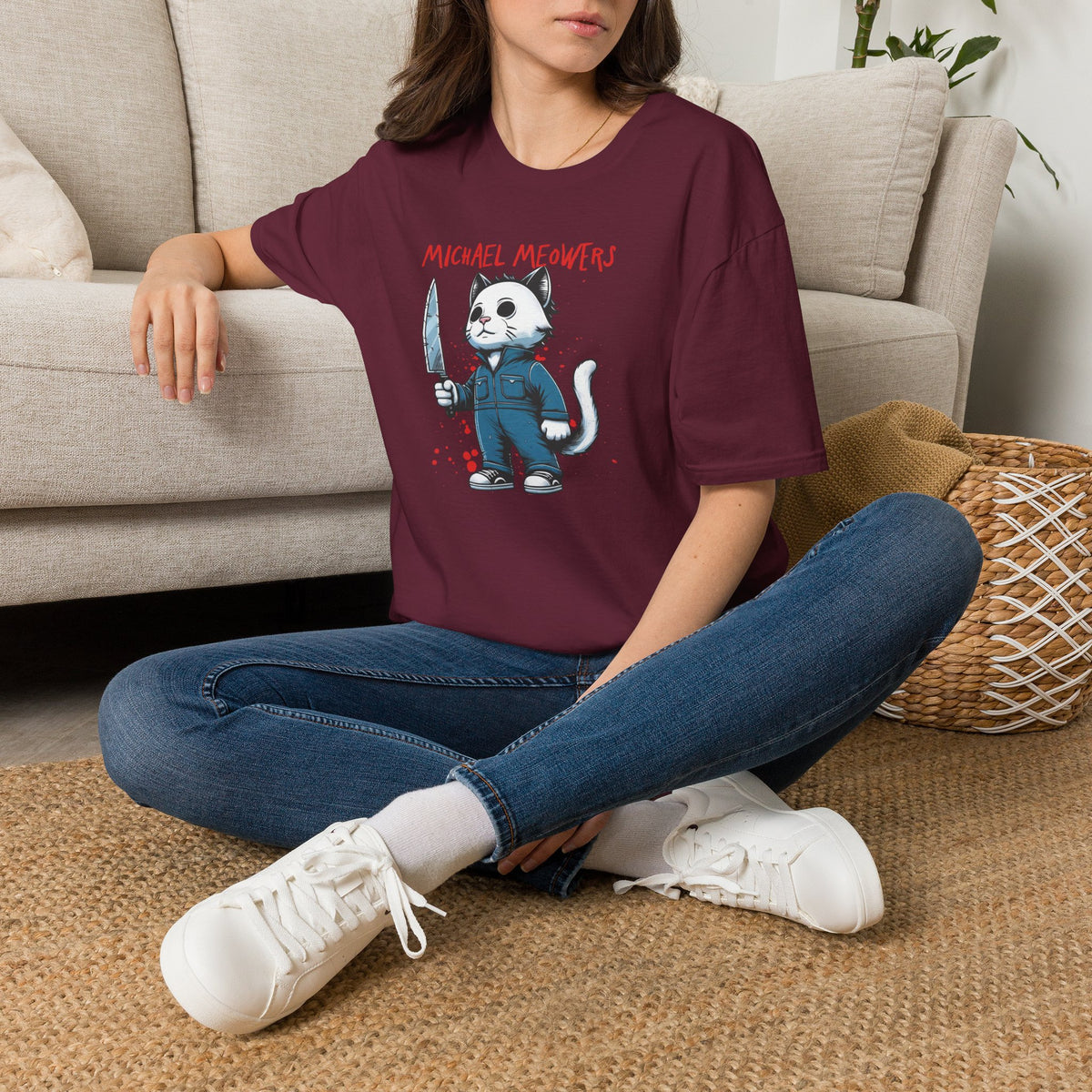 Michael Meowers Halloween Funny Cat T-Shirt, Scary Movie Tee, Halloween Cat Shirt, Horror Movie Cat Fan Gift, Horror Movie Character