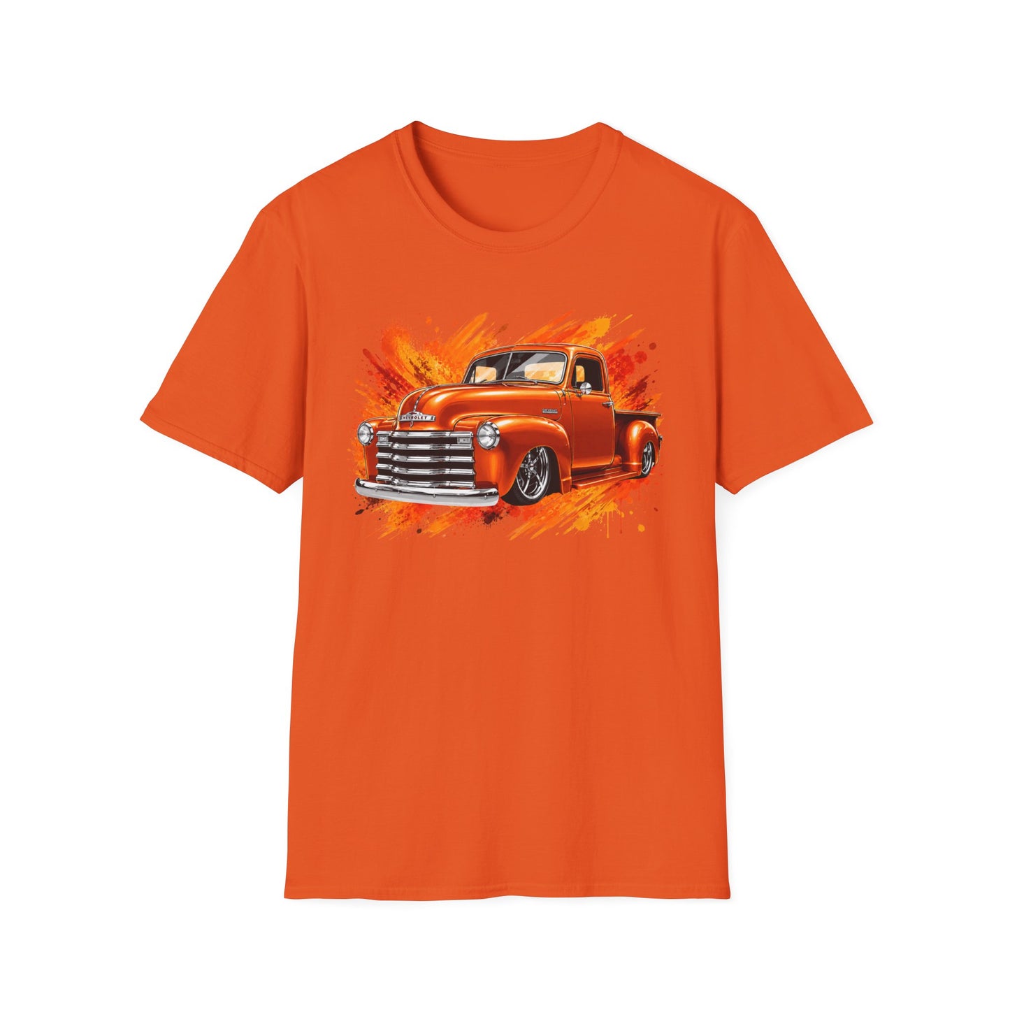 Orange Classic Truck T-Shirt, Vintage Pickup Graphic Tee, Custom Truck Shirt for Car Lovers