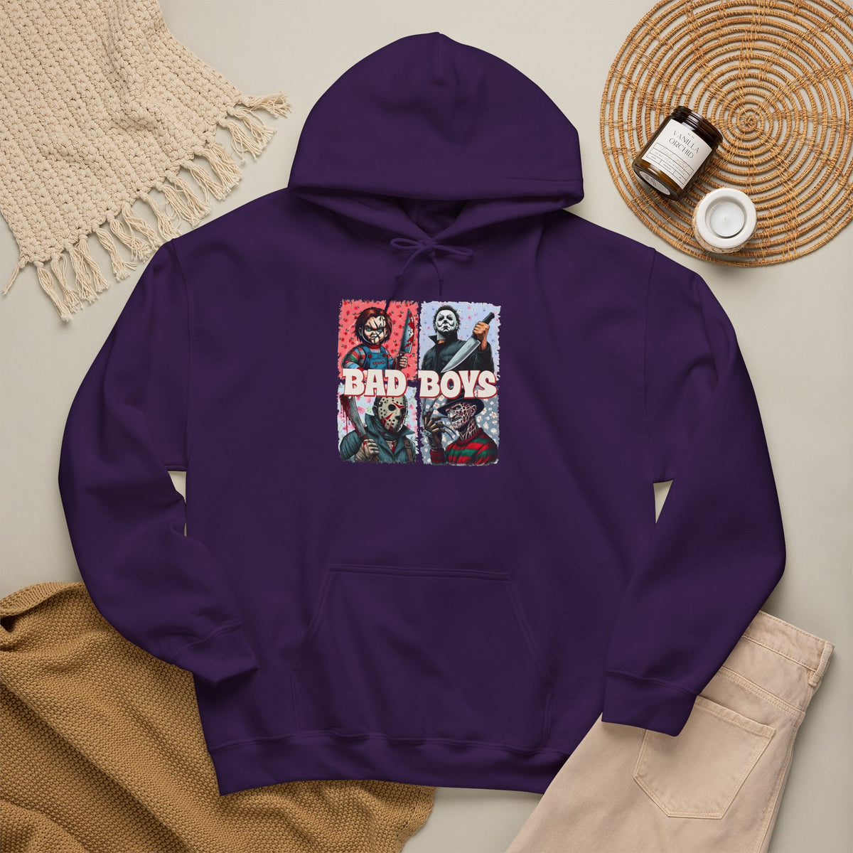 Horror Movie Villains Halloween Bad Boys Unisex Hoodie, Scary Movie Pullover, Horror Movie Sweatshirt, Halloween Costume Hoodie