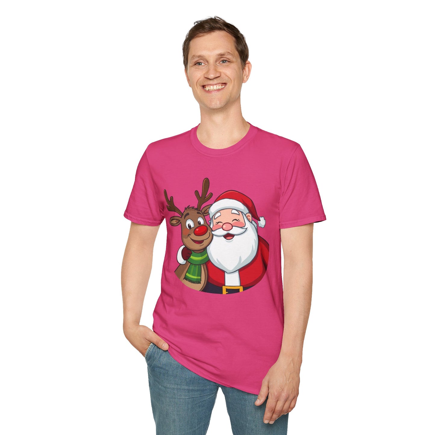 Smiling Santa and Rudolph Shirt, Family Christmas Shirts, Christmas T Shirt, Holiday Shirt, Cute Xmas Shirt for the family, Holiday Gift