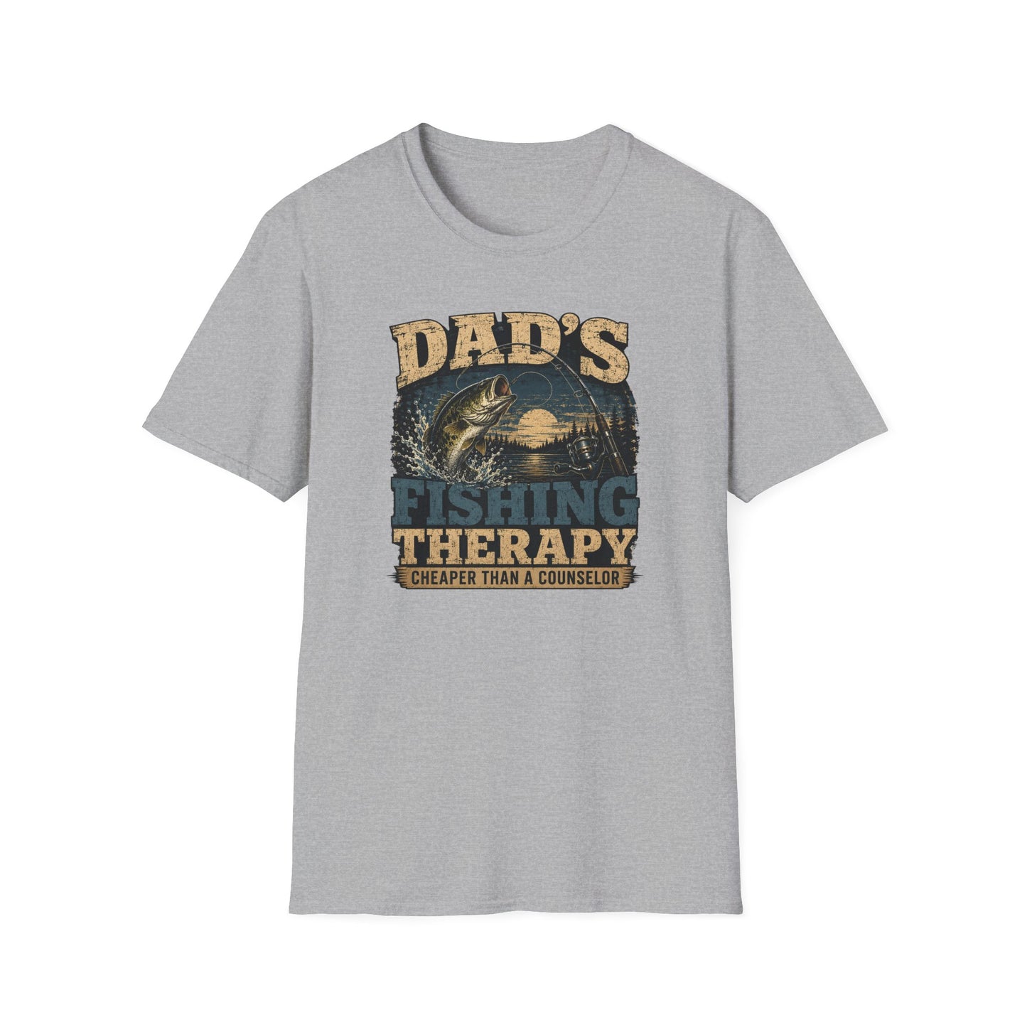 Fishing Dad Shirt, Dads Fishing Therapy Tee, Bass Fishing T-Shirt, Fisherman Gift, Fathers Day Shirt for Dad