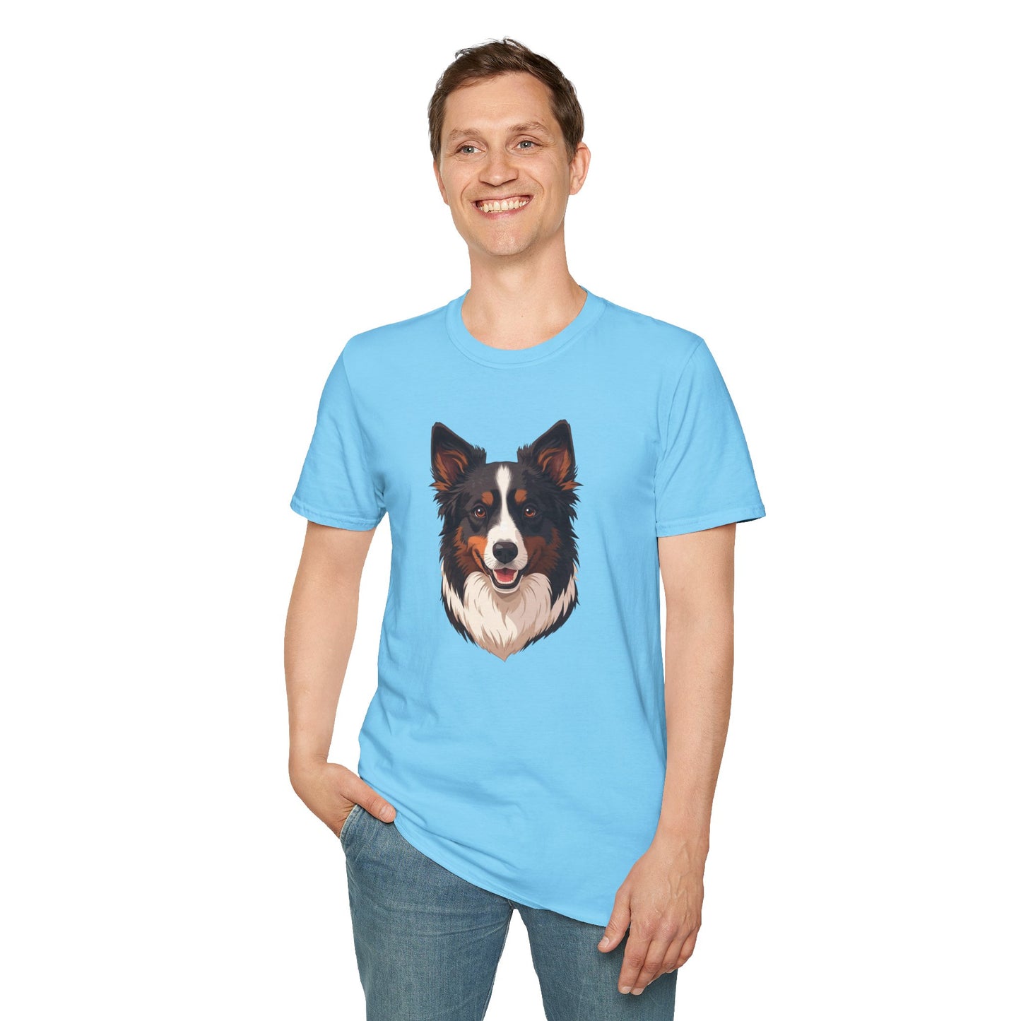 Border Collie Dog Portrait Shirt – Border Collie Dog Lover Gift, Cute Dog Mom Tee, Dog Dad Shirt, Pet Breed Apparel