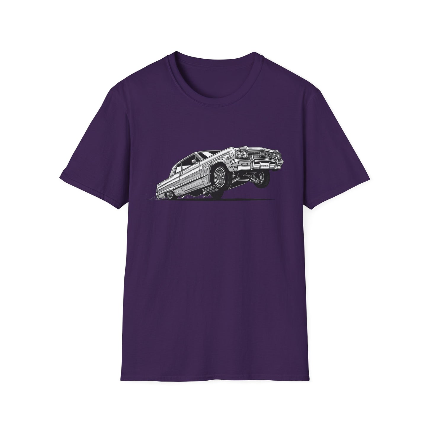 1964 Chevy Impala Hydraulics Lowrider Ink Drawing T-Shirt - Old School Hip Hop Cholo Art Tee Design - Chicano Car Club Graphic Tee
