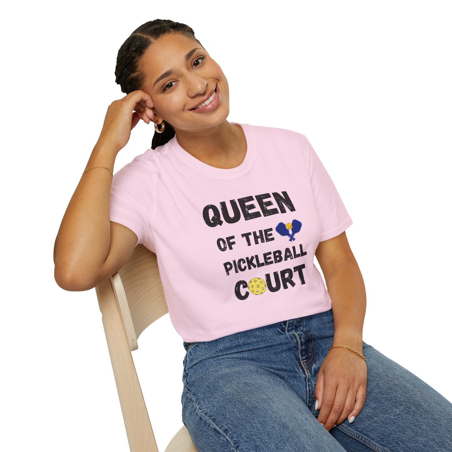Queen of the Pickleball Court Unisex Softstyle T-Shirt, Pickleball Gift, Pickleball Apparel, Pickleball Lover Shirt, Pickleball Player Tee,