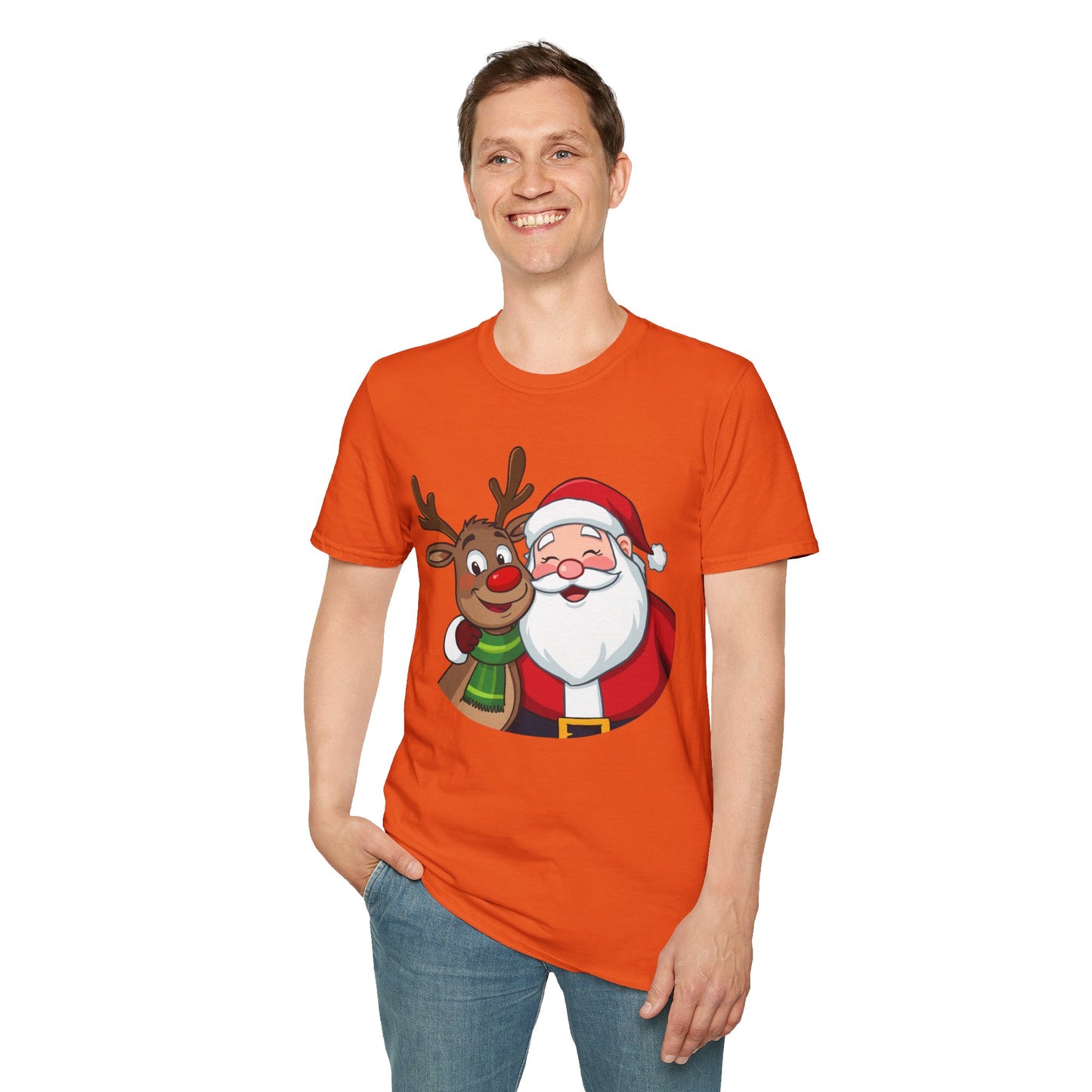 Smiling Santa and Rudolph Shirt, Family Christmas Shirts, Christmas T Shirt, Holiday Shirt, Cute Xmas Shirt for the family, Holiday Gift