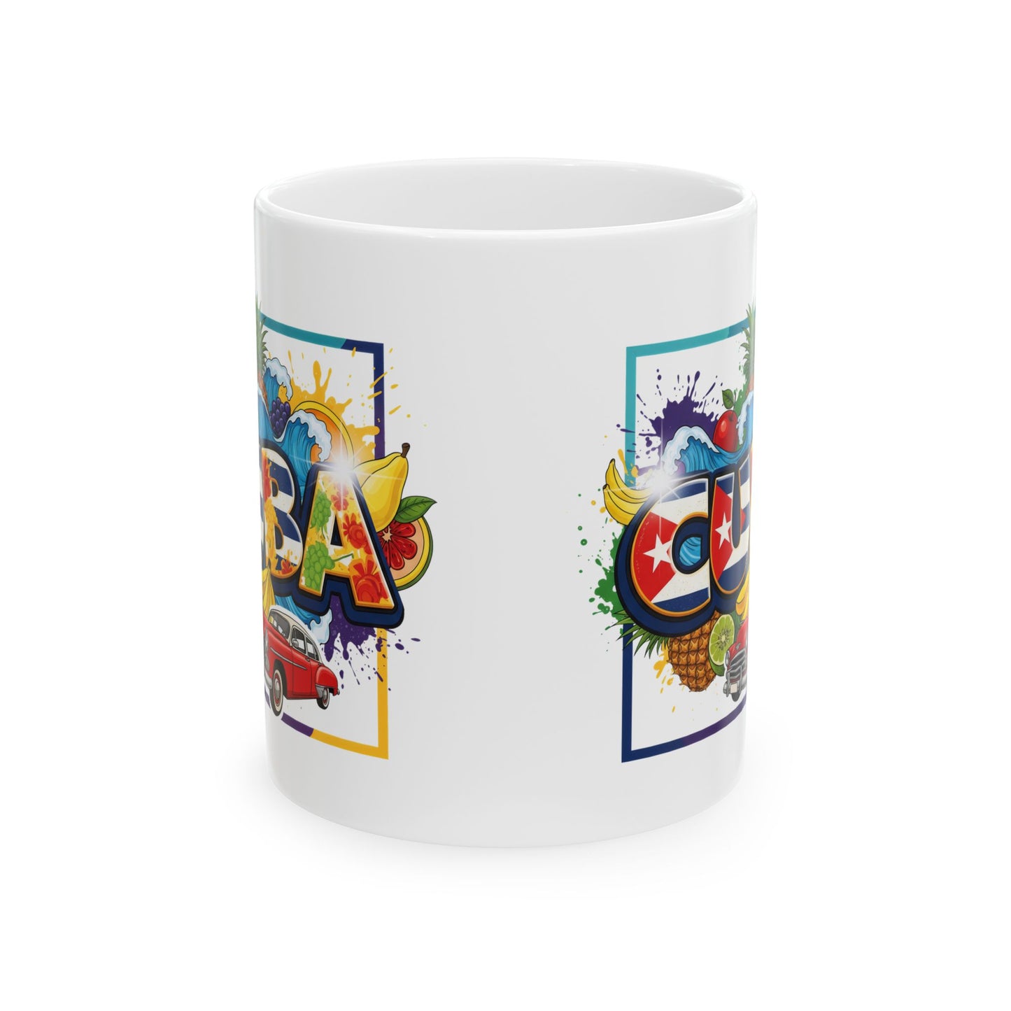 Colorful Cuban Flag Ceramic Mug, 11oz 15oz - Vibrant Cuba Souvenir Coffee Cup, Patriotic Tea Mug, Cuban American Gift, Kitchen Decor