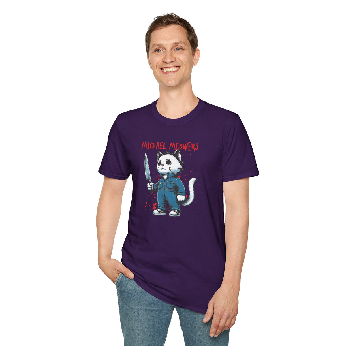 Michael Meowers Halloween Funny Cat T-Shirt, Scary Movie Tee, Halloween Cat Shirt, Horror Movie Cat Fan Gift, Horror Movie Character