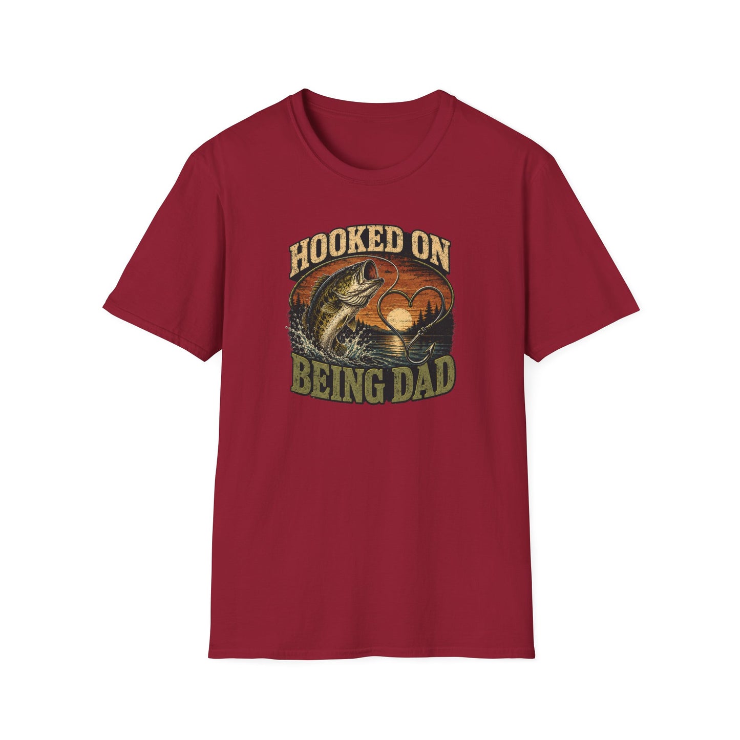 Fishing Dad Shirt, Hooked on Being Dad Tee, Bass Fishing T-Shirt, Fathers Day Shirt for Dad, Fisherman Gift