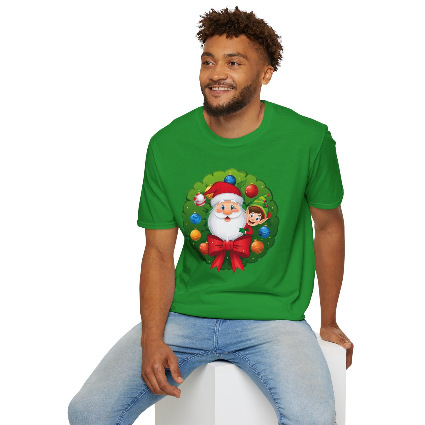 Santa and Elf on a Wreath Shirt, Family Christmas Shirts, Christmas T Shirt, Holiday Shirt, Cute Xmas Shirt for the family, Holiday Gift