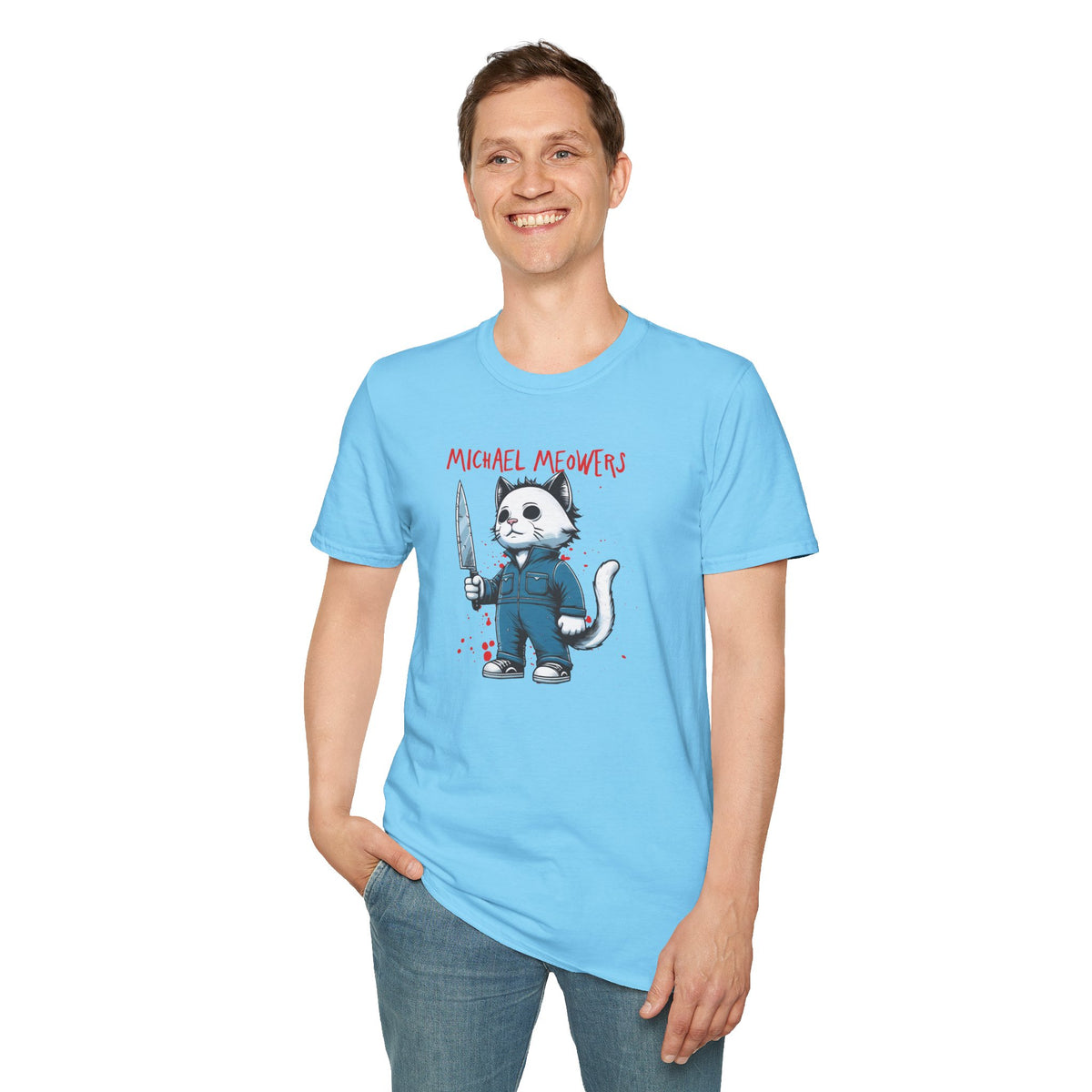 Michael Meowers Halloween Funny Cat T-Shirt, Scary Movie Tee, Halloween Cat Shirt, Horror Movie Cat Fan Gift, Horror Movie Character