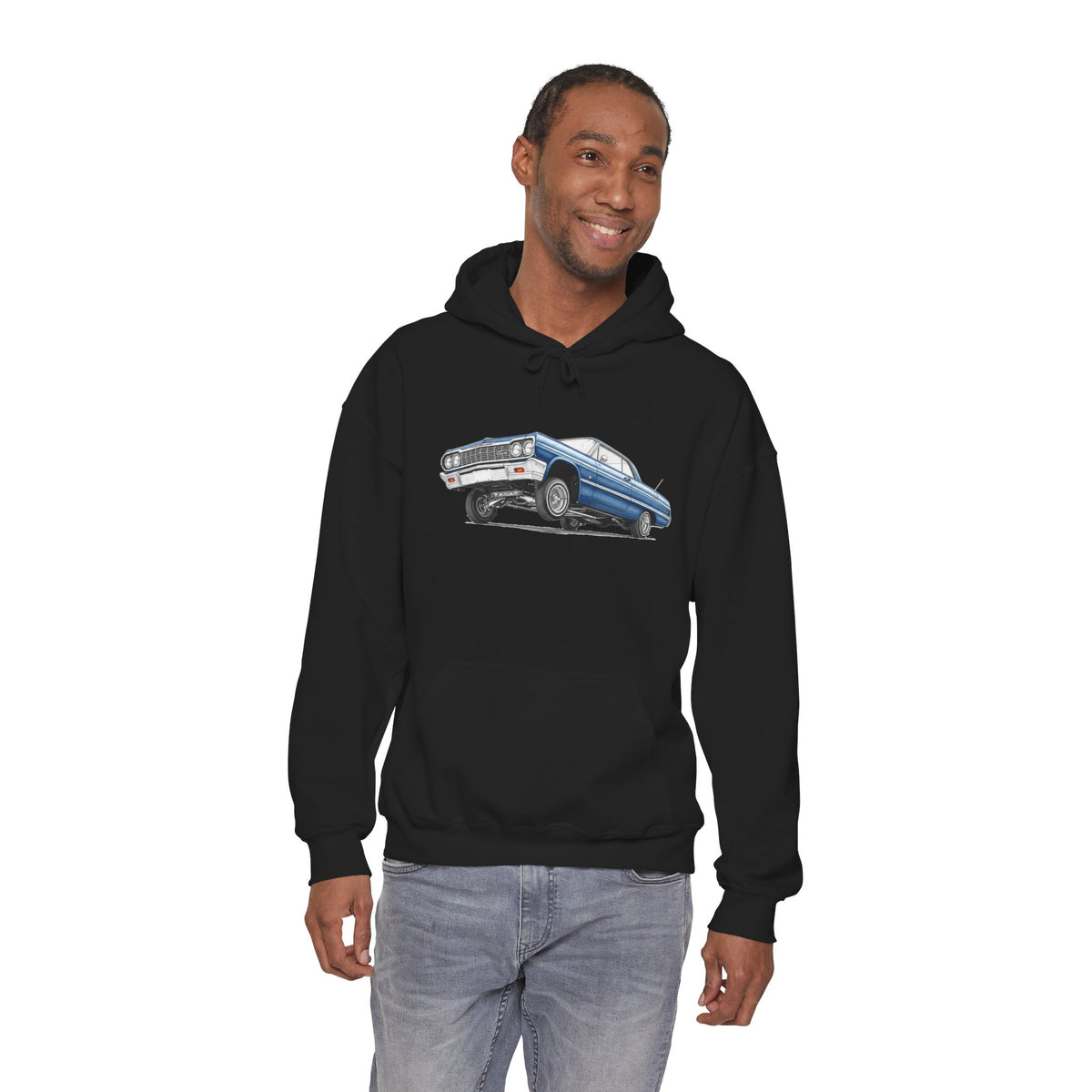 Classic Car Hoodie, Lowrider Car Hoodie, Blue Vintage Car Sweatshirt, Car Enthusiast Gift, Unisex Automotive Hoodie