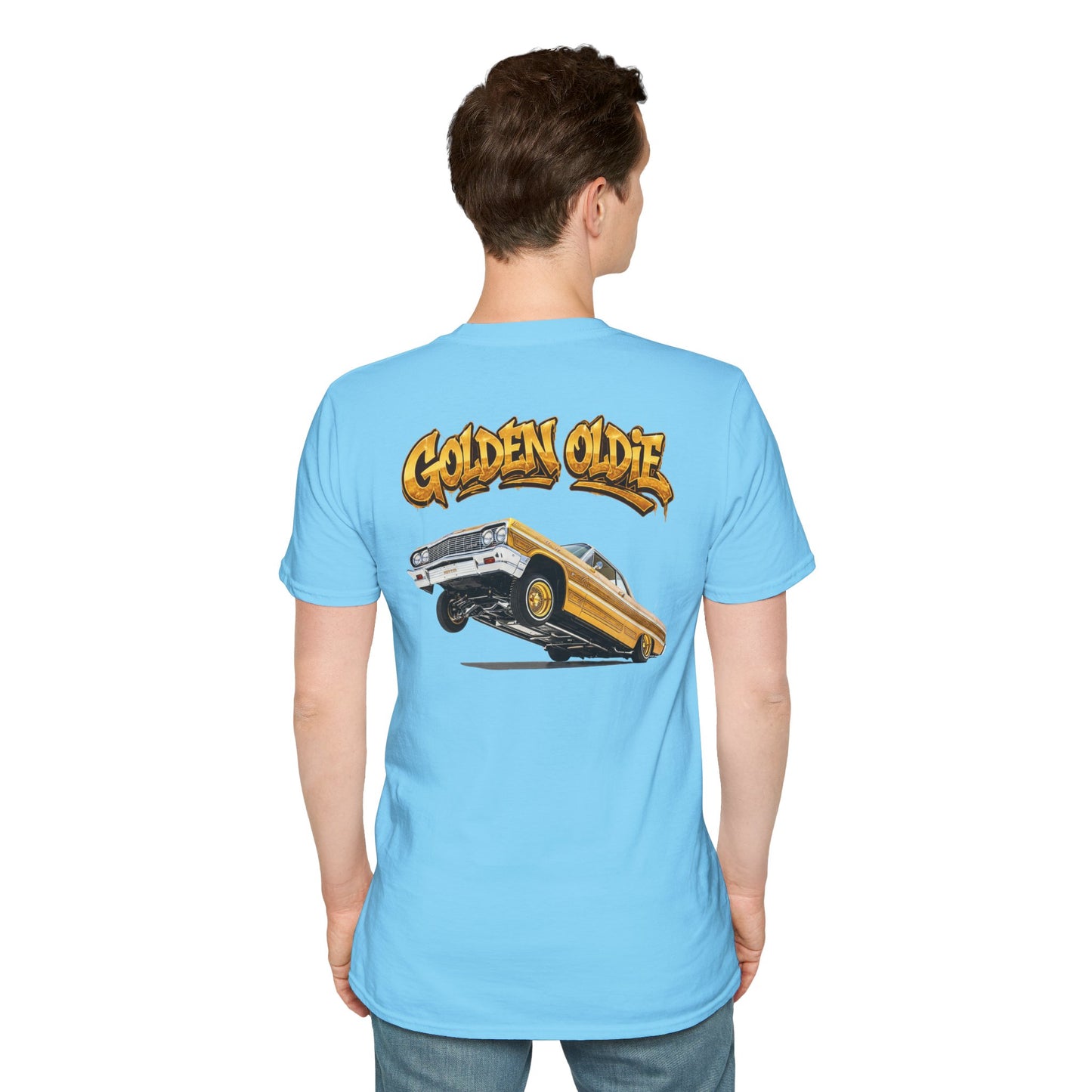 Back Print Lowrider Shirt, Golden Oldie Classic Car Tee, Vintage Car Enthusiast Shirt, Retro Auto Gift, Unisex Car Lover Tee