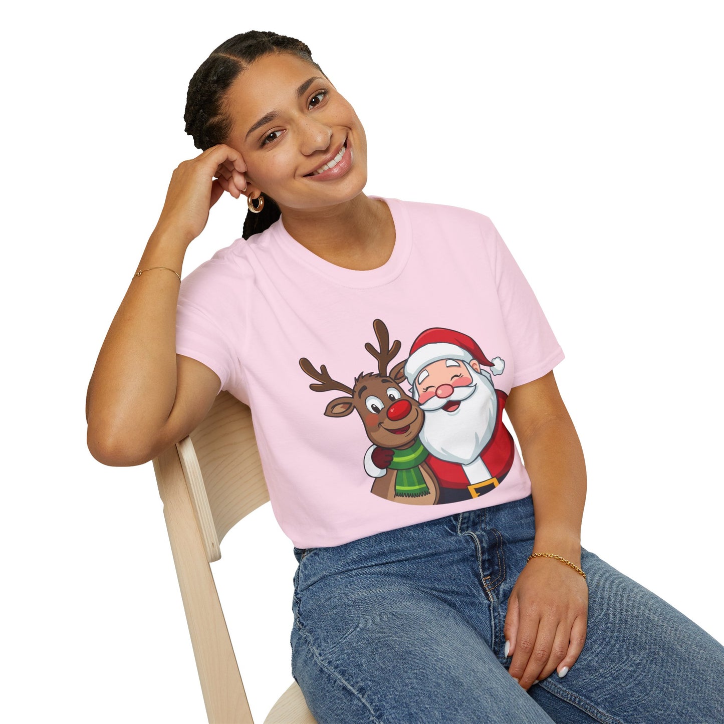 Smiling Santa and Rudolph Shirt, Family Christmas Shirts, Christmas T Shirt, Holiday Shirt, Cute Xmas Shirt for the family, Holiday Gift