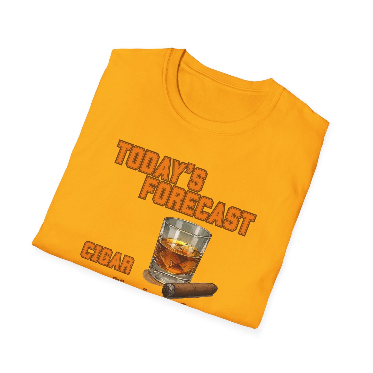 Today's Forecast Cigar with a chance of Whiskey Unisex T-Shirt, BBQ Pool Party Shirt, Fathers Day Gift, Relaxation Leisure, Cigar lover Gift