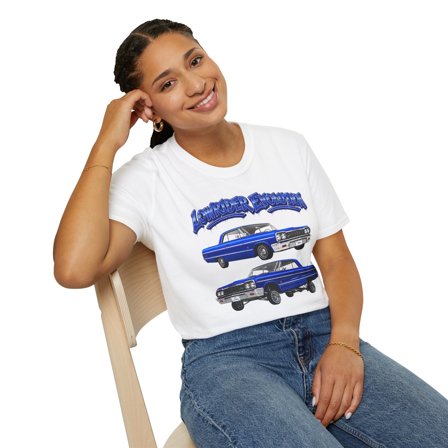 Classic Lowrider Shirt, Lowrider Evolution Tee, Blue Vintage Car Shirt, Car Enthusiast Gift, Retro Auto Graphic Tee