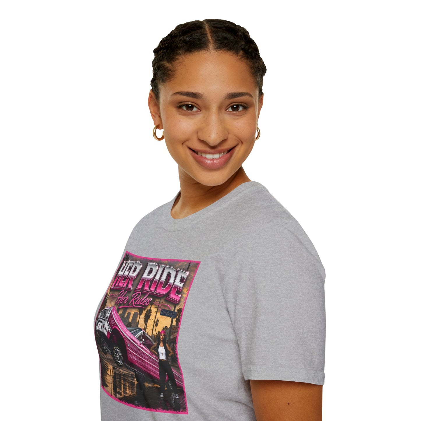 Women Lowrider Shirt, Her Ride Her Rules Tee, Pink Classic Car Graphic Shirt, Car Enthusiast Gift, Retro Auto Tee