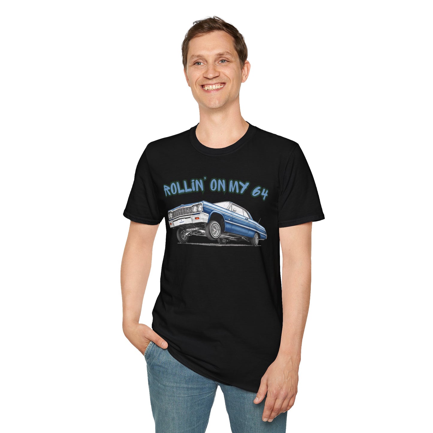 Lowrider Shirt, Rollin On My 64 Tee, Classic Car Graphic Shirt, Vintage Car Enthusiast Gift, Retro Auto Unisex Tee