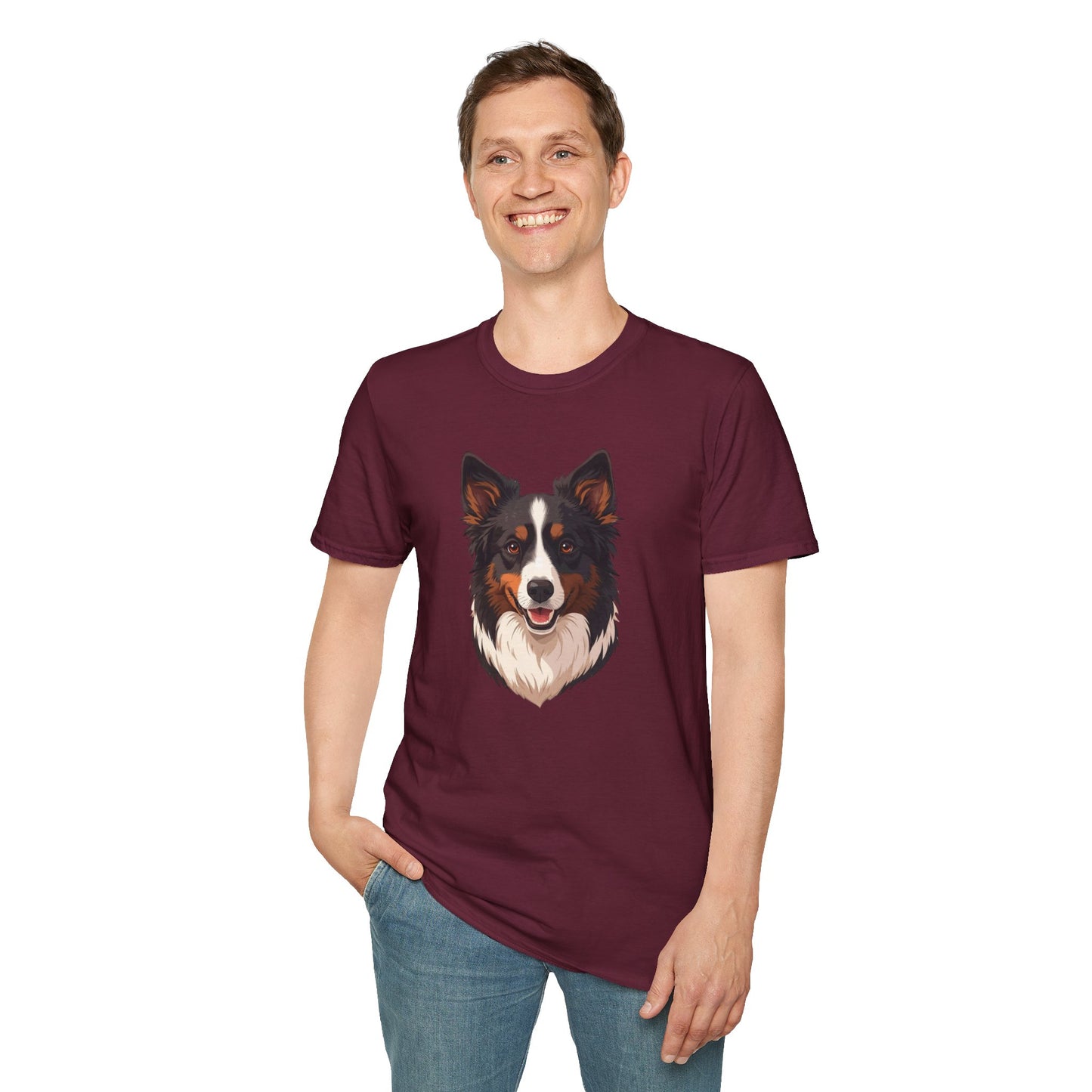Border Collie Dog Portrait Shirt – Border Collie Dog Lover Gift, Cute Dog Mom Tee, Dog Dad Shirt, Pet Breed Apparel