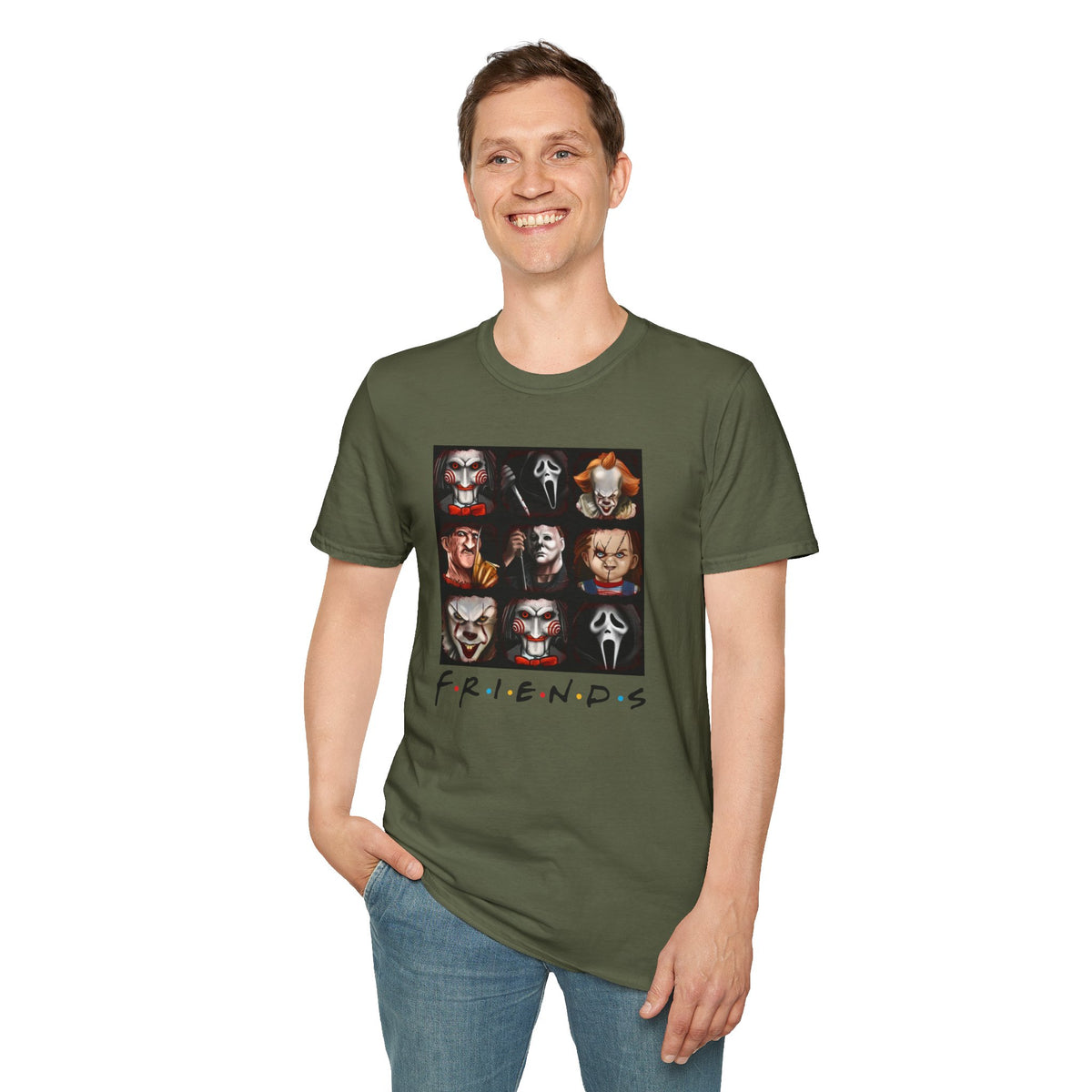 Horror Movie Villains Halloween Softstyle T-Shirt, Scary Movie Tee, Halloween Shirt, Horror Movie Fan Gift, Horror Movie Characters