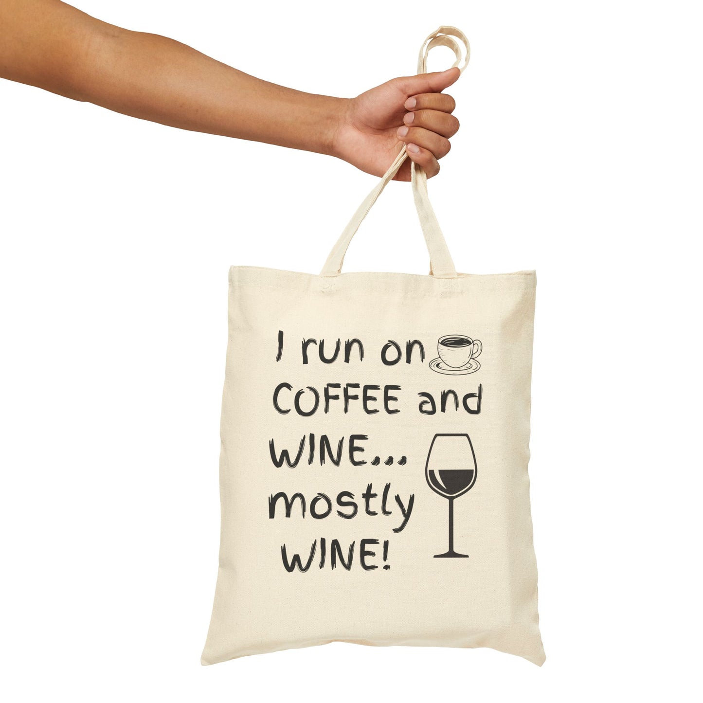 I Run on Coffee and Wine Mostly Wine Tote Bag, Funny Gifts for Wine Lovers, Shopping Tote, Wine Enthusiast Accessory, Mother's Day Gift