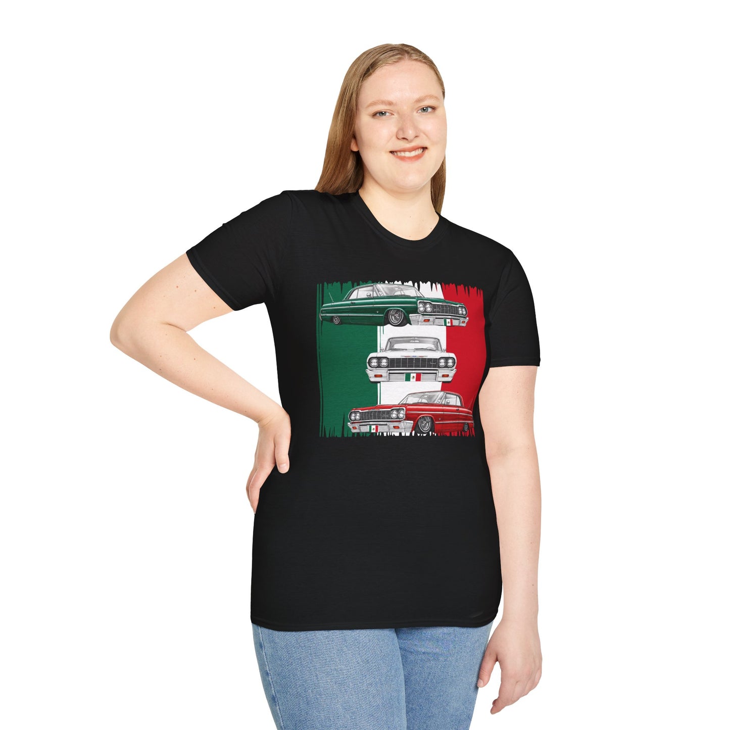 Lowrider Shirt, Mexican Flag Classic Car Tee, Vintage Car Graphic Shirt, Car Enthusiast Gift, Retro Auto Unisex Tee