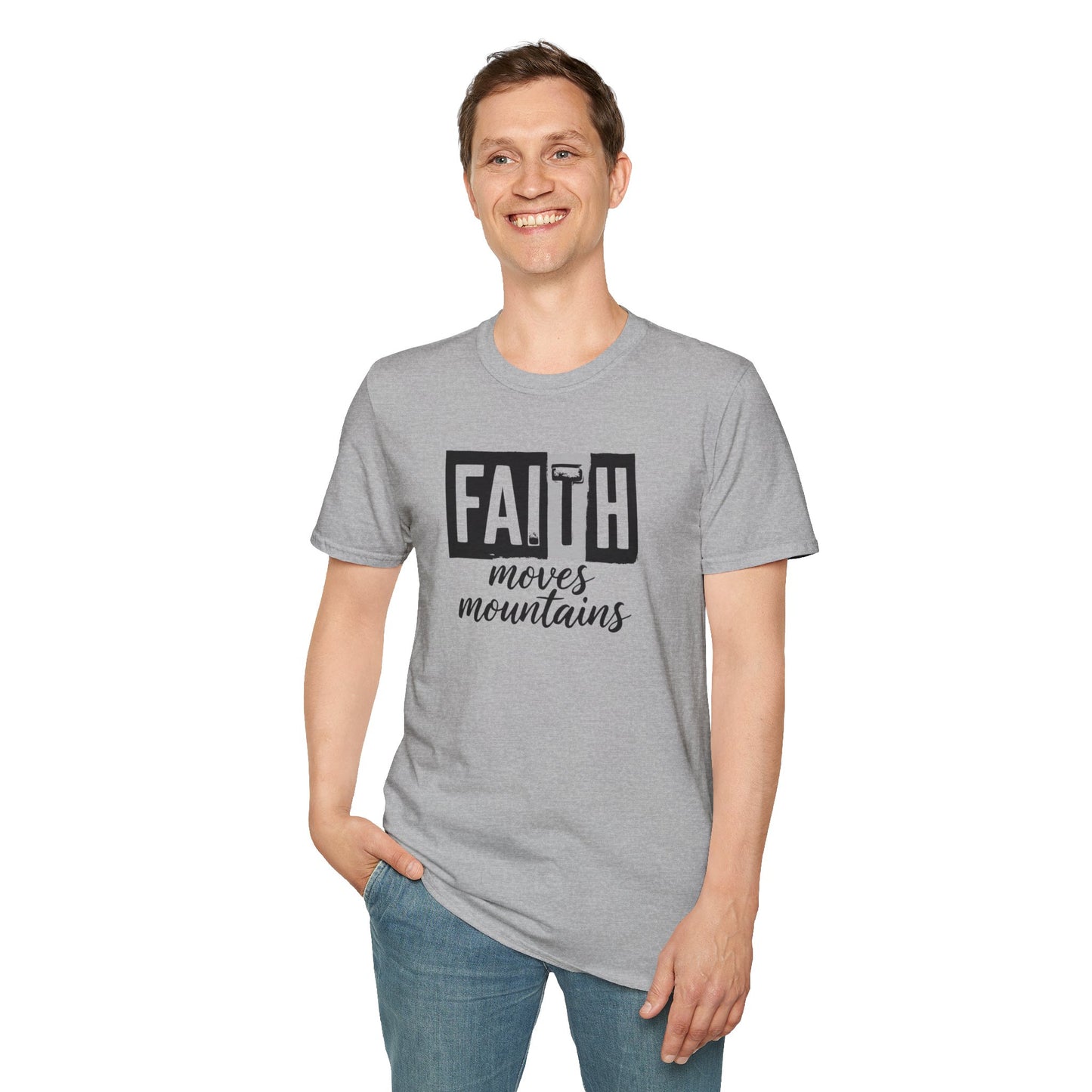 Faith Moves Mountains T-Shirt – Inspirational Christian Shirt, Bible Verse Faith Tee, Motivational Religious Apparel