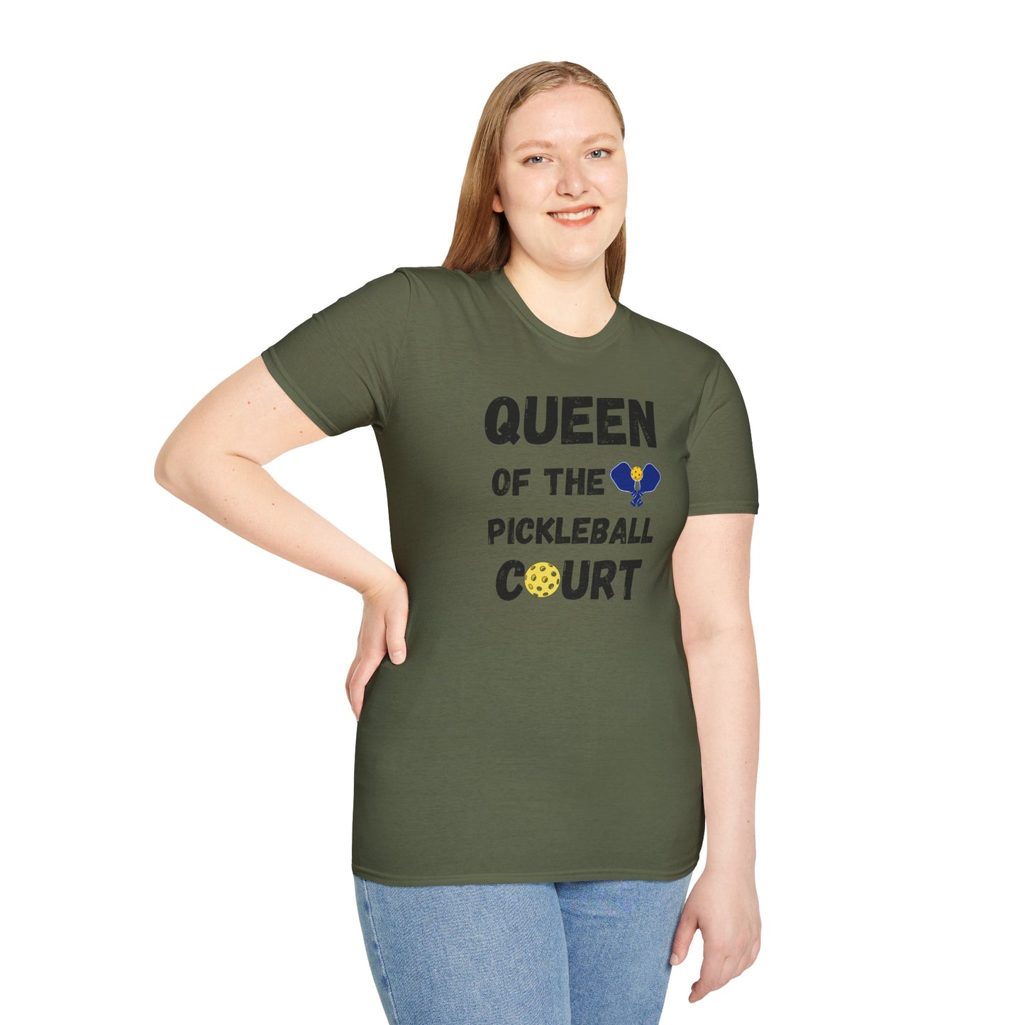Queen of the Pickleball Court Unisex Softstyle T-Shirt, Pickleball Gift, Pickleball Apparel, Pickleball Lover Shirt, Pickleball Player Tee,