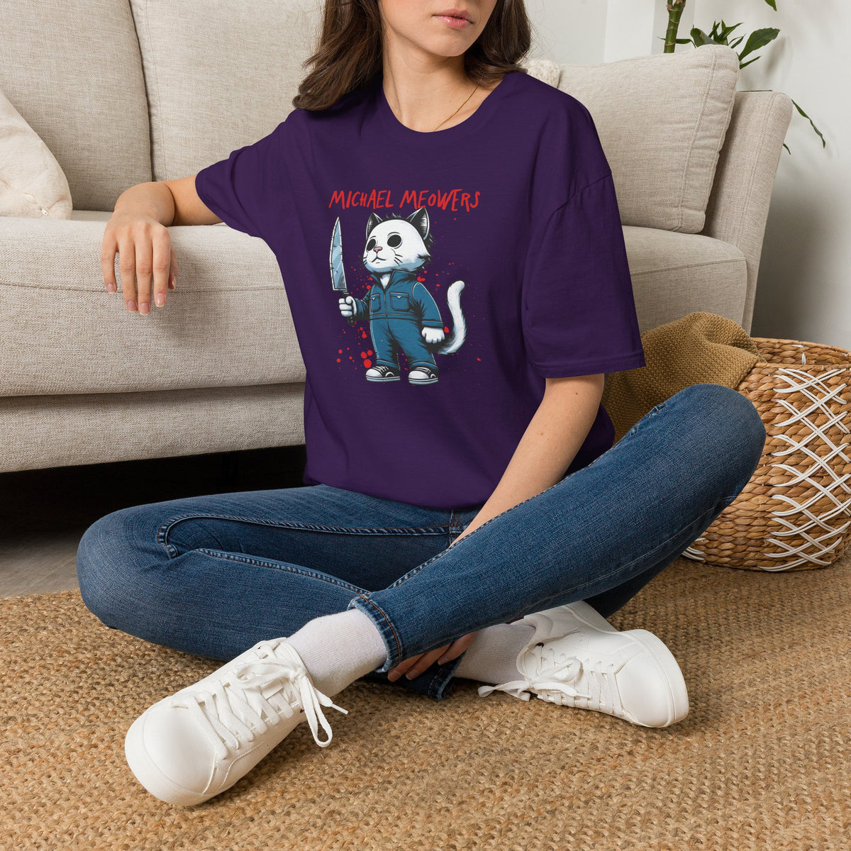 Michael Meowers Halloween Funny Cat T-Shirt, Scary Movie Tee, Halloween Cat Shirt, Horror Movie Cat Fan Gift, Horror Movie Character