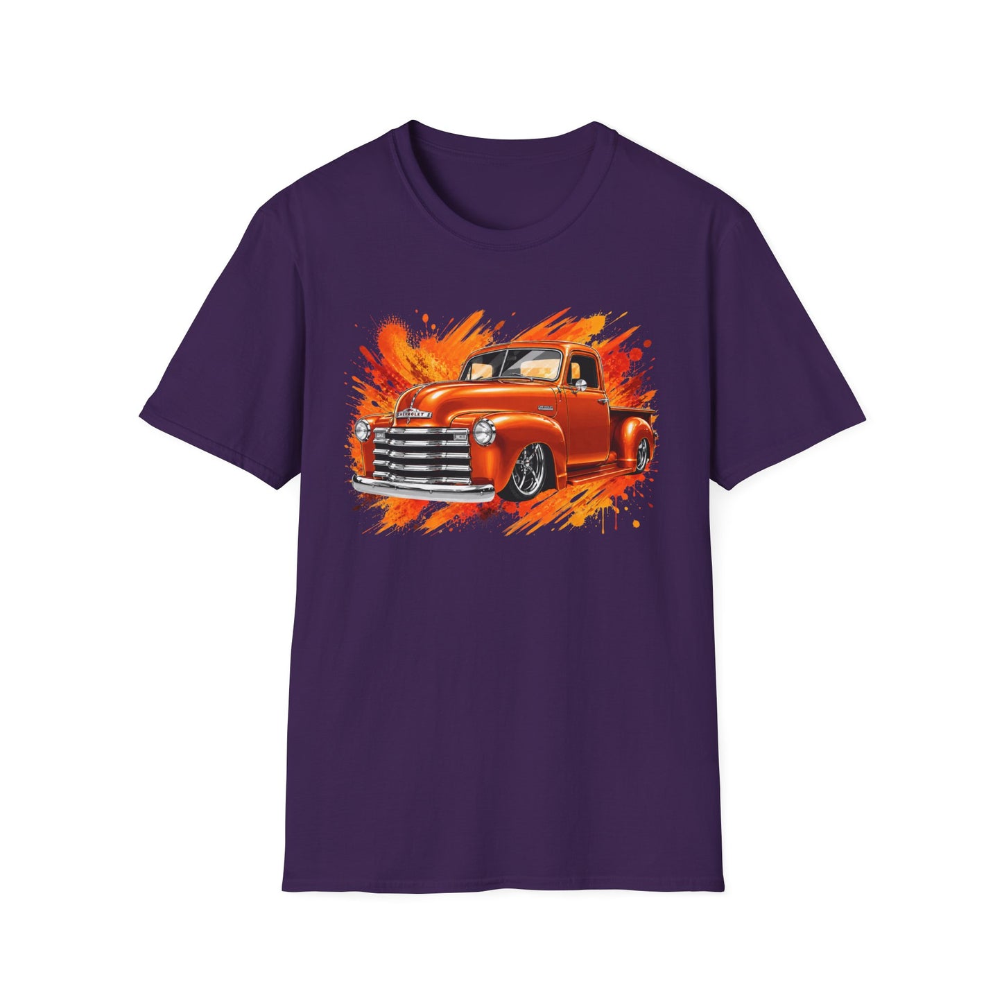 Orange Classic Truck T-Shirt, Vintage Pickup Graphic Tee, Custom Truck Shirt for Car Lovers