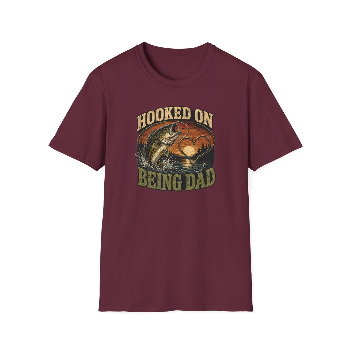 Fishing Dad Shirt, Hooked on Being Dad Tee, Bass Fishing T-Shirt, Fathers Day Shirt for Dad, Fisherman Gift