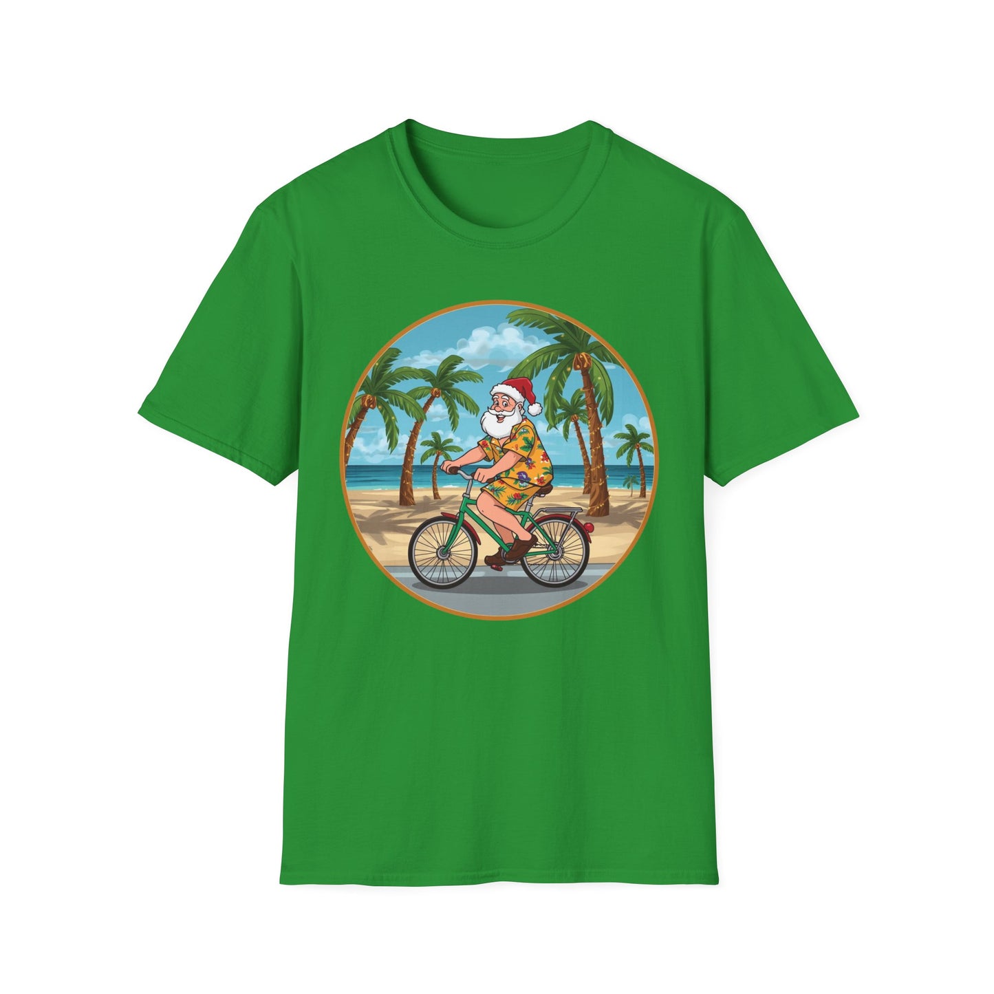 Tropical Santa riding a bicycle shirt, Family Christmas Shirts, Christmas T Shirt, Holiday Shirt, Cute Xmas Shirt for the family, Holiday Gift