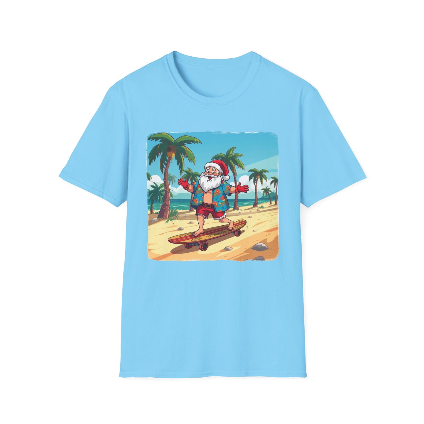 Tropical Santa riding a longboard shirt, Family Christmas Shirts, Christmas T Shirt, Holiday Shirt, Cute Xmas Shirt for the family, Holiday Gift