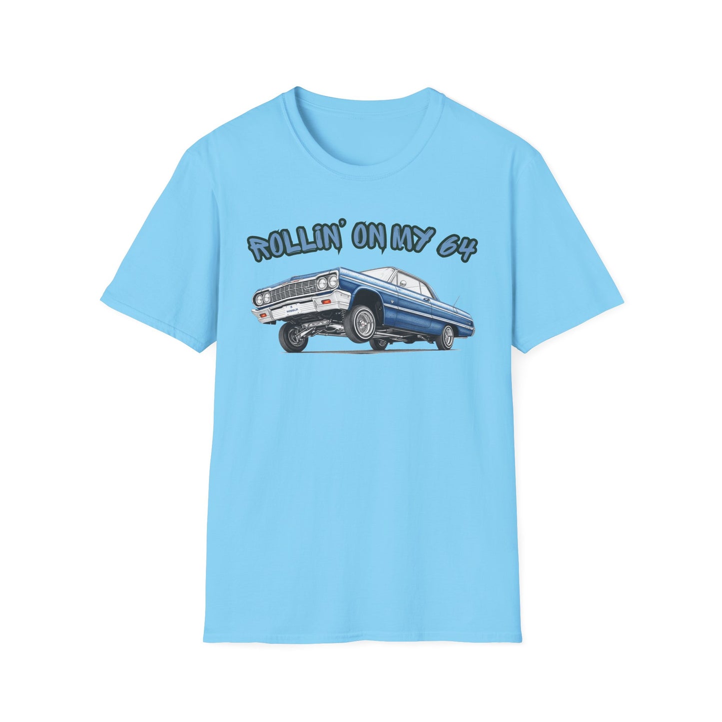 Lowrider Shirt, Rollin On My 64 Tee, Classic Car Graphic Shirt, Vintage Car Enthusiast Gift, Retro Auto Unisex Tee