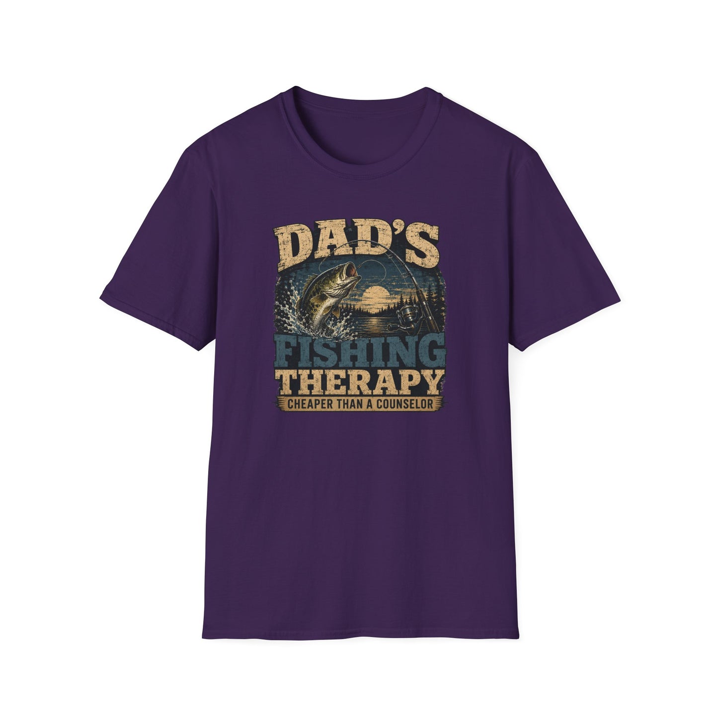 Fishing Dad Shirt, Dads Fishing Therapy Tee, Bass Fishing T-Shirt, Fisherman Gift, Fathers Day Shirt for Dad