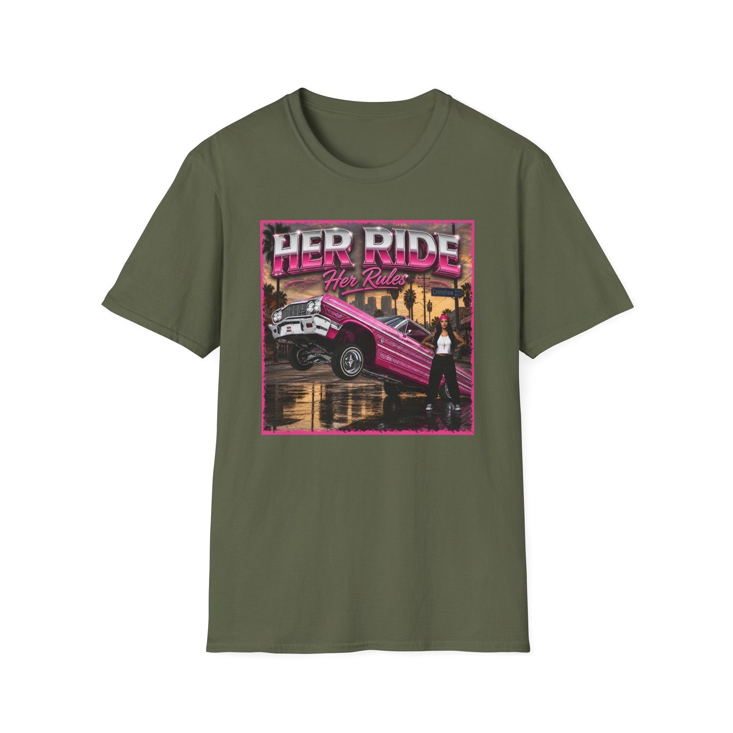 Women Lowrider Shirt, Her Ride Her Rules Tee, Pink Classic Car Graphic Shirt, Car Enthusiast Gift, Retro Auto Tee