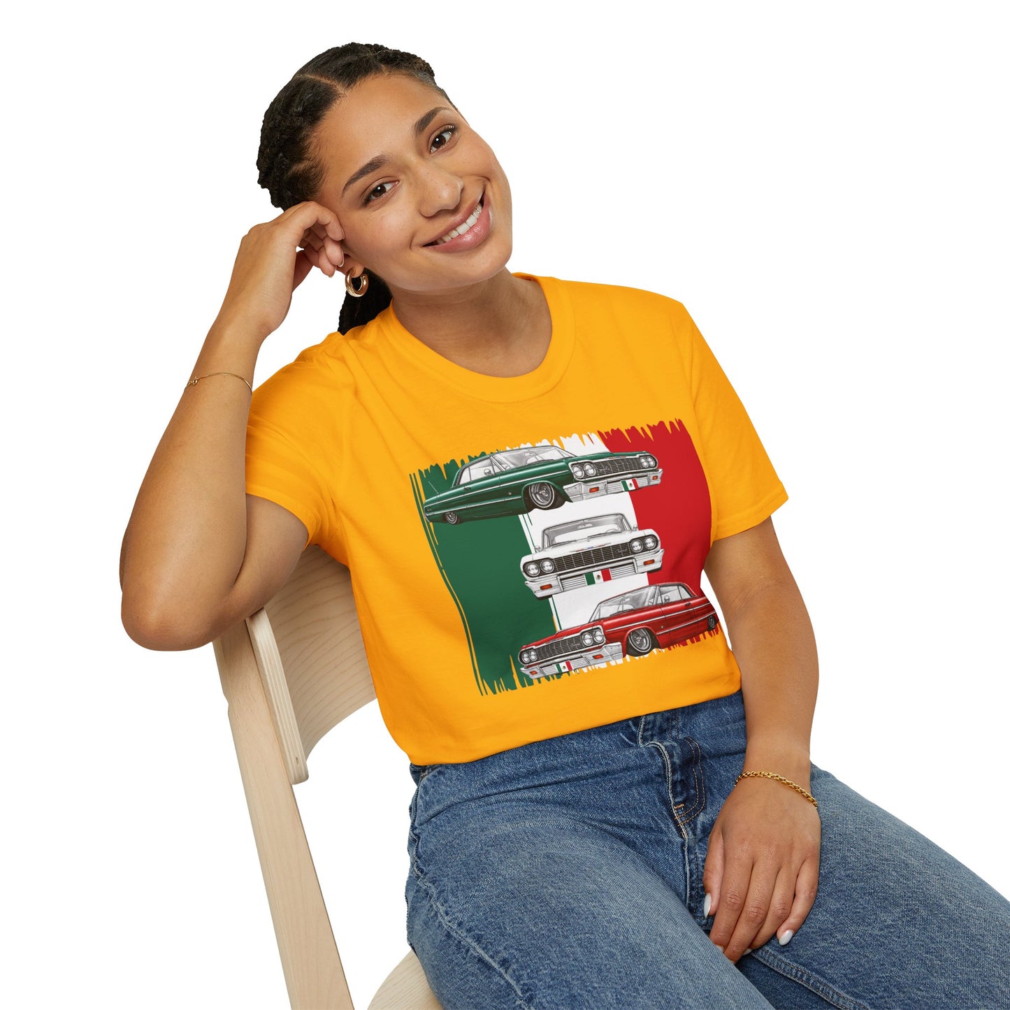 Lowrider Shirt, Mexican Flag Classic Car Tee, Vintage Car Graphic Shirt, Car Enthusiast Gift, Retro Auto Unisex Tee