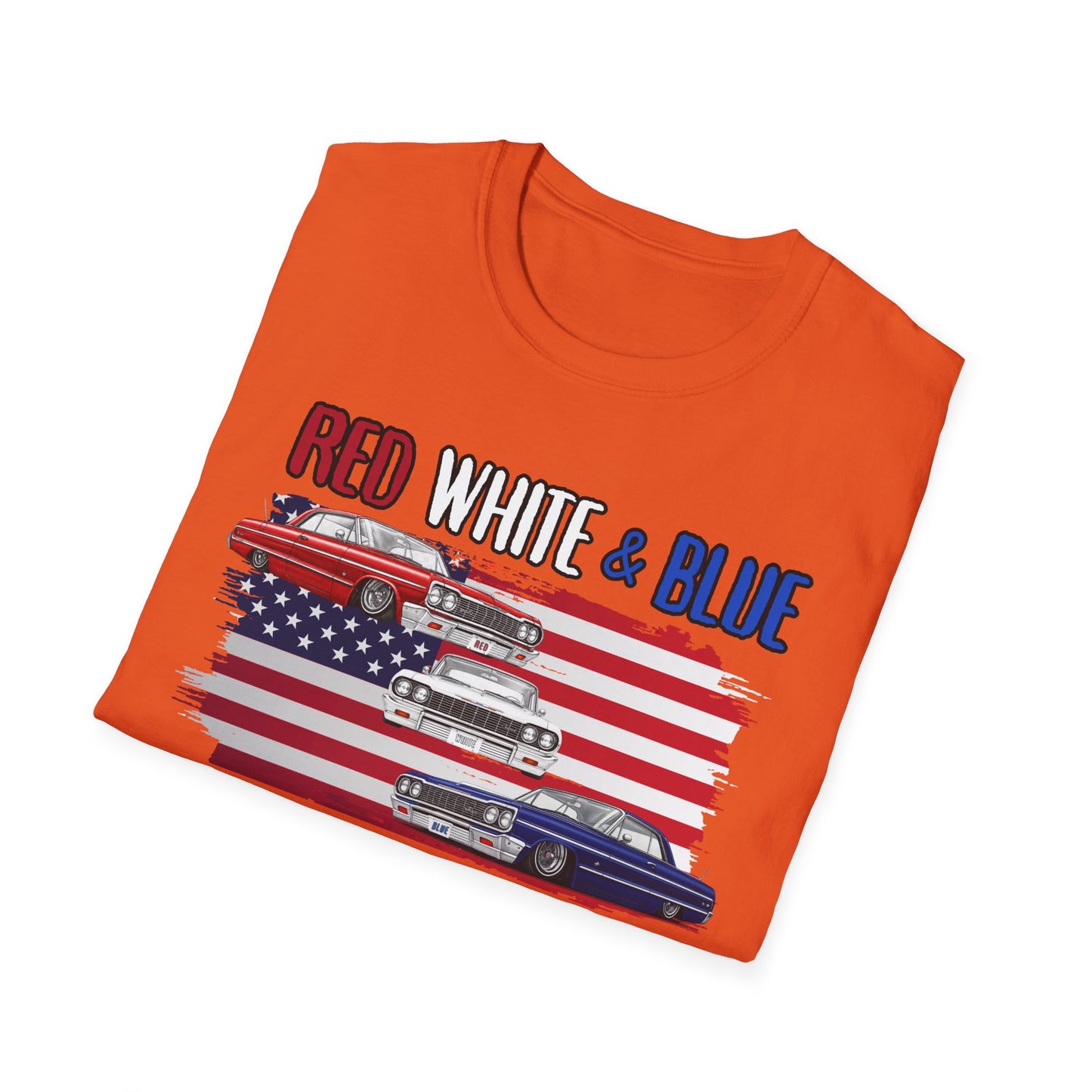Patriotic Lowrider Shirt, Red White and Blue Car Tee, Classic Car Shirt, 4th of July Car Lover Gift, Unisex Auto Tee