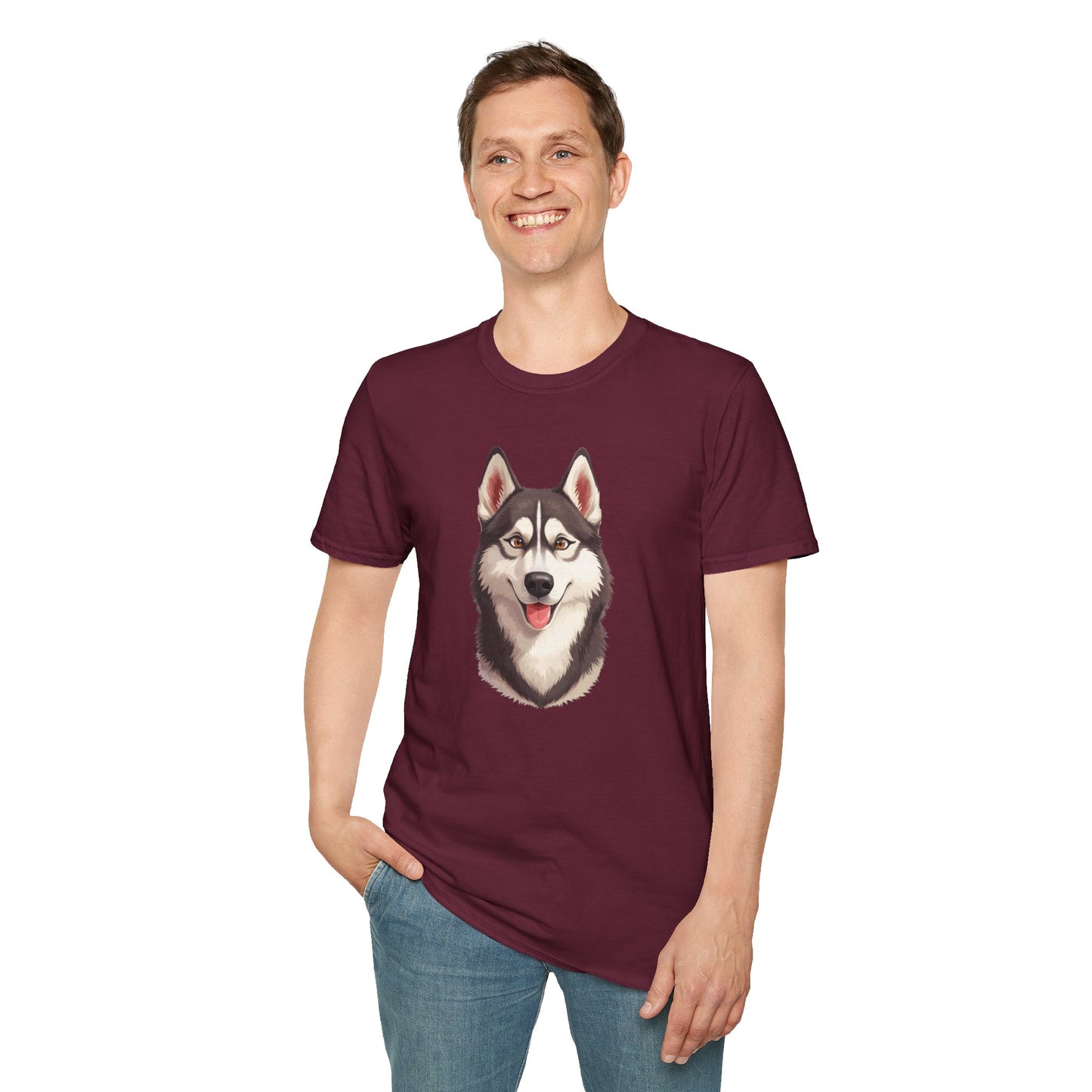 Siberian Husky Dog Portrait Shirt – Husky Dog Lover Gift, Cute Dog Mom Tee, Dog Dad Shirt, Pet Breed Apparel