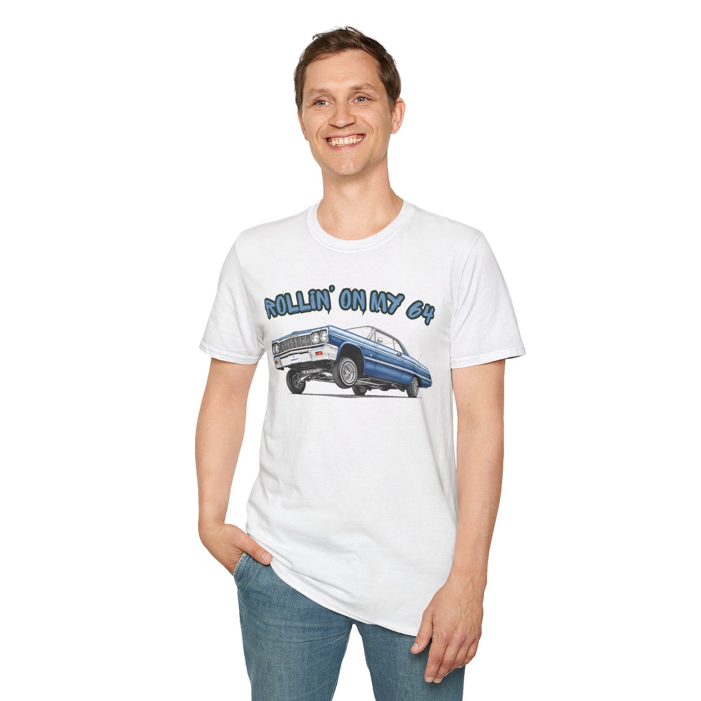Lowrider Shirt, Rollin On My 64 Tee, Classic Car Graphic Shirt, Vintage Car Enthusiast Gift, Retro Auto Unisex Tee